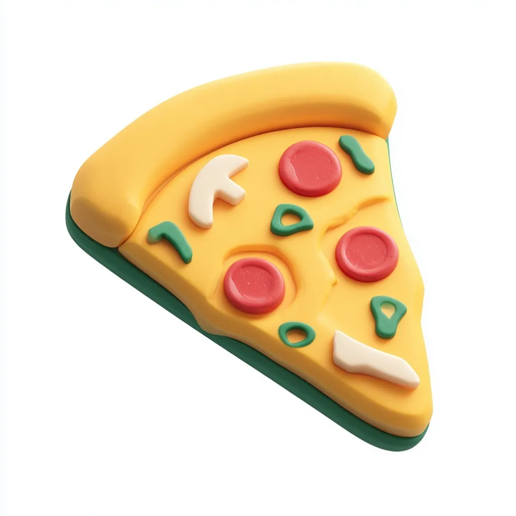 A 3D rendered pizza slice icon in a vibrant forest green color isolated on a transparent background.