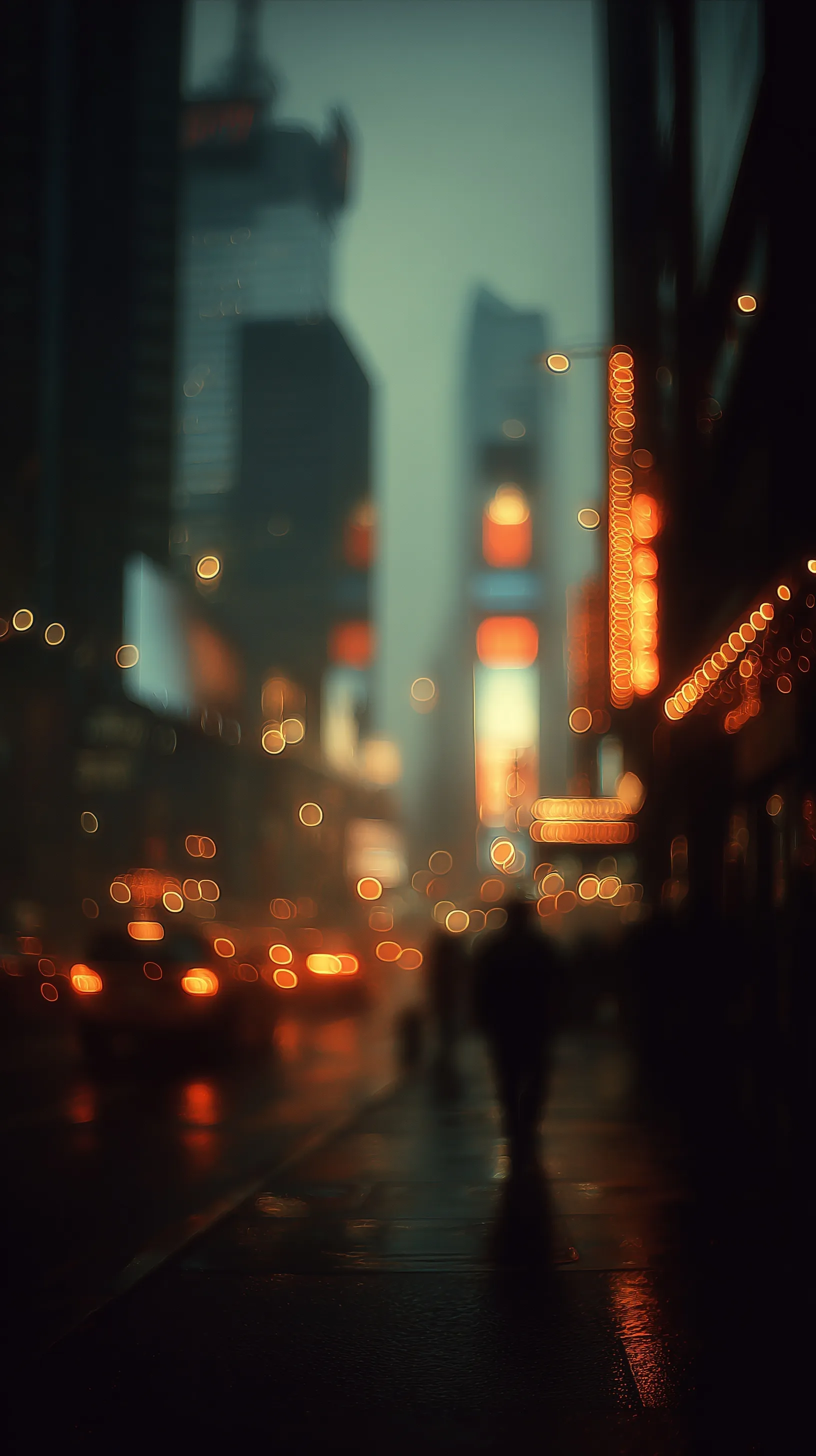 Realistic rainy Times Square landscape at night, perfect as a high-resolution iPhone 17 Pro wallpaper.