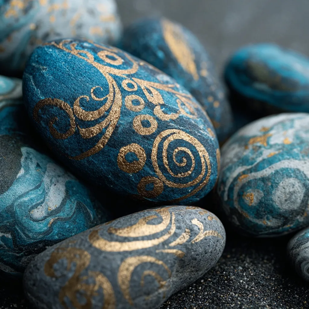 Hand-painted Hawaiian Pōhaku rock featuring vibrant tropical island art on a smooth stone surface.