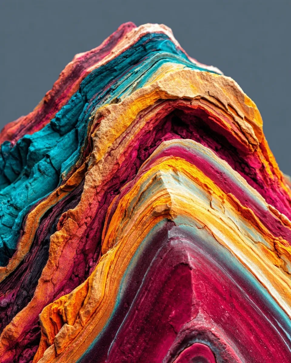 Hand-painted stone featuring a detailed Inca mountain landscape design for creative art projects.