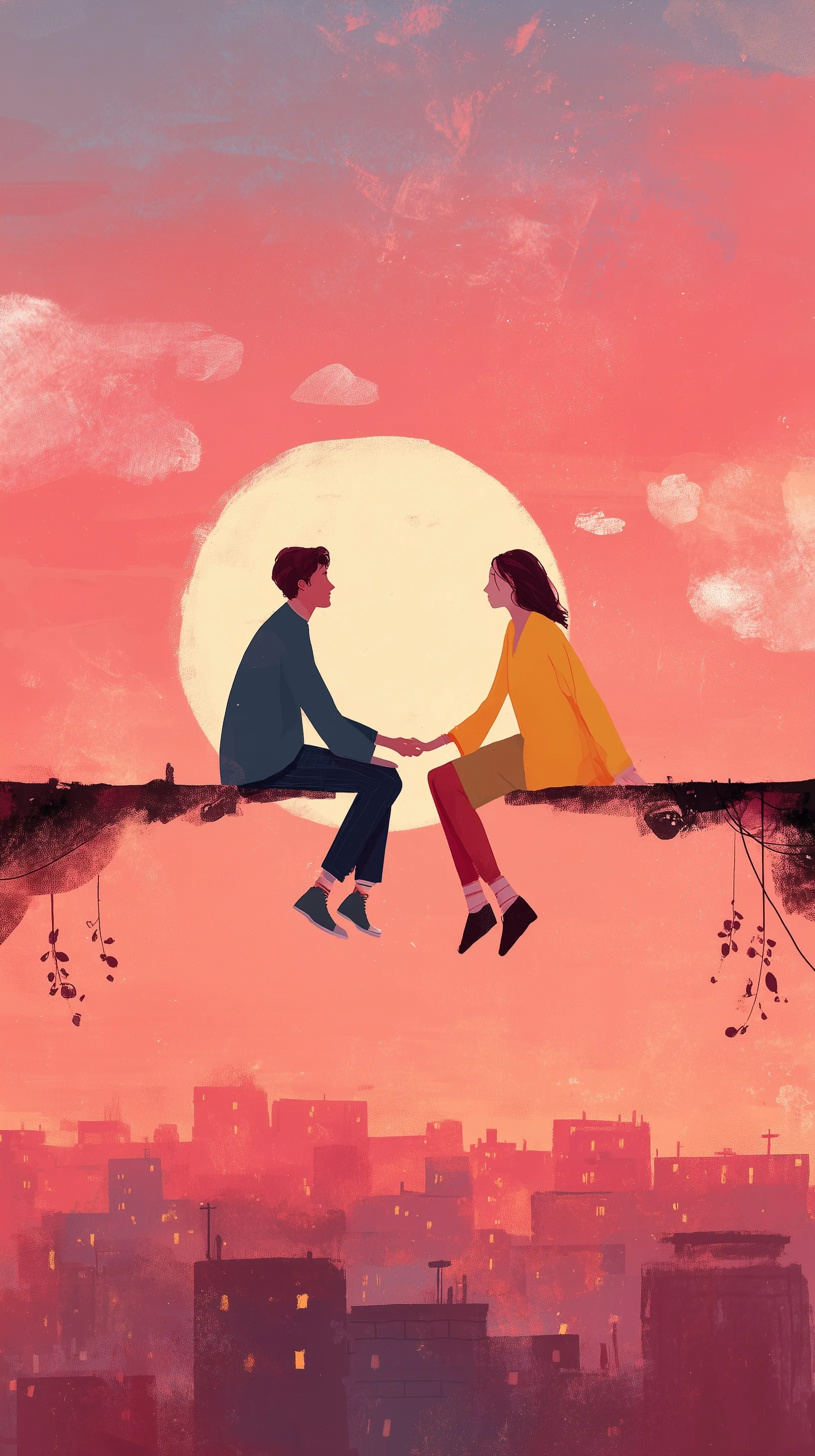 Aesthetic romantic couple mobile wallpaper for iPhone 17 Pro Max representing two people committed to each other.