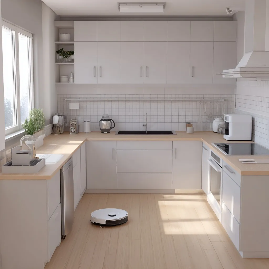 Minimalist small kitchen interior with modern appliances, induction cooktop, and clean, functional layout.