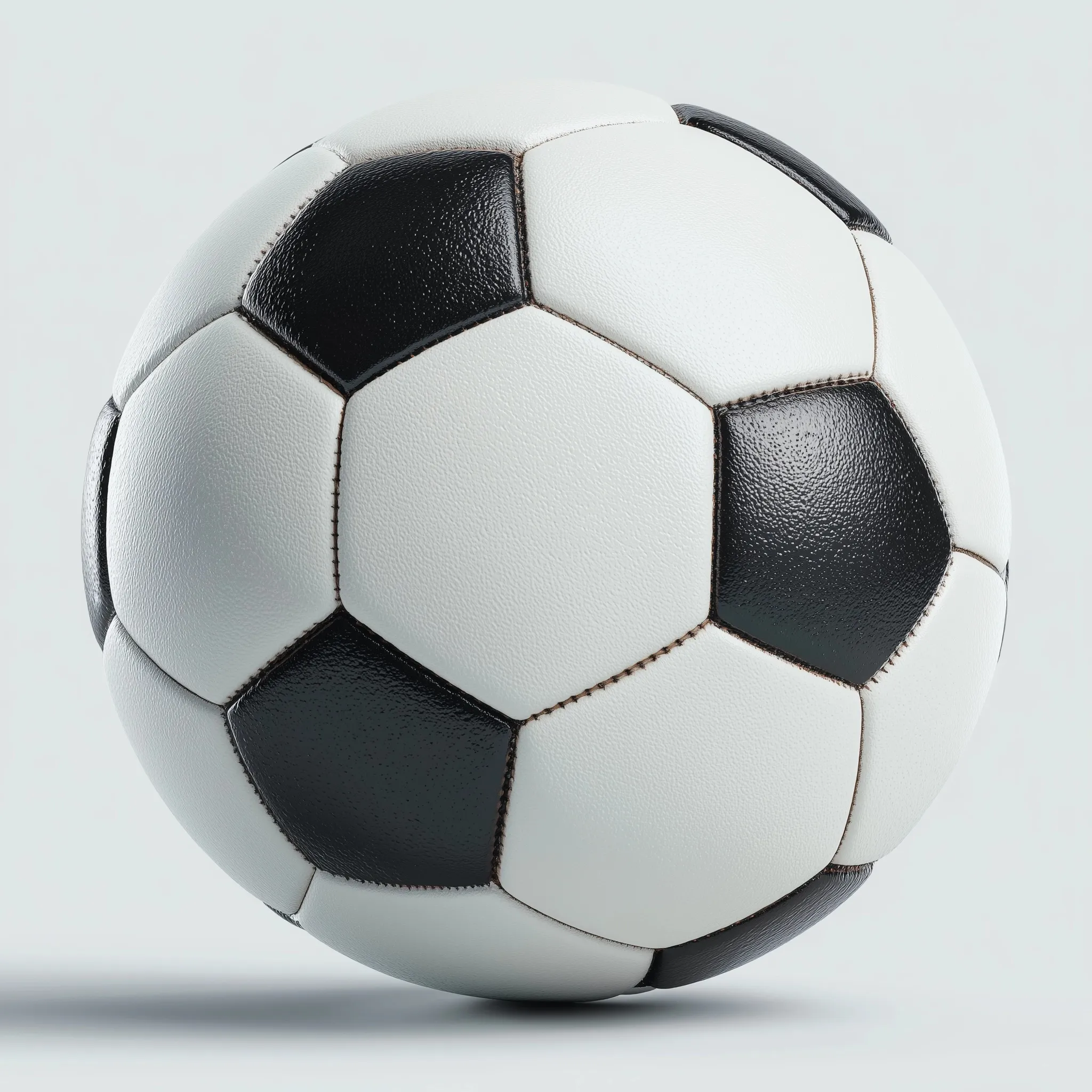 A realistic classic black and white soccer ball isolated on a clean white background.