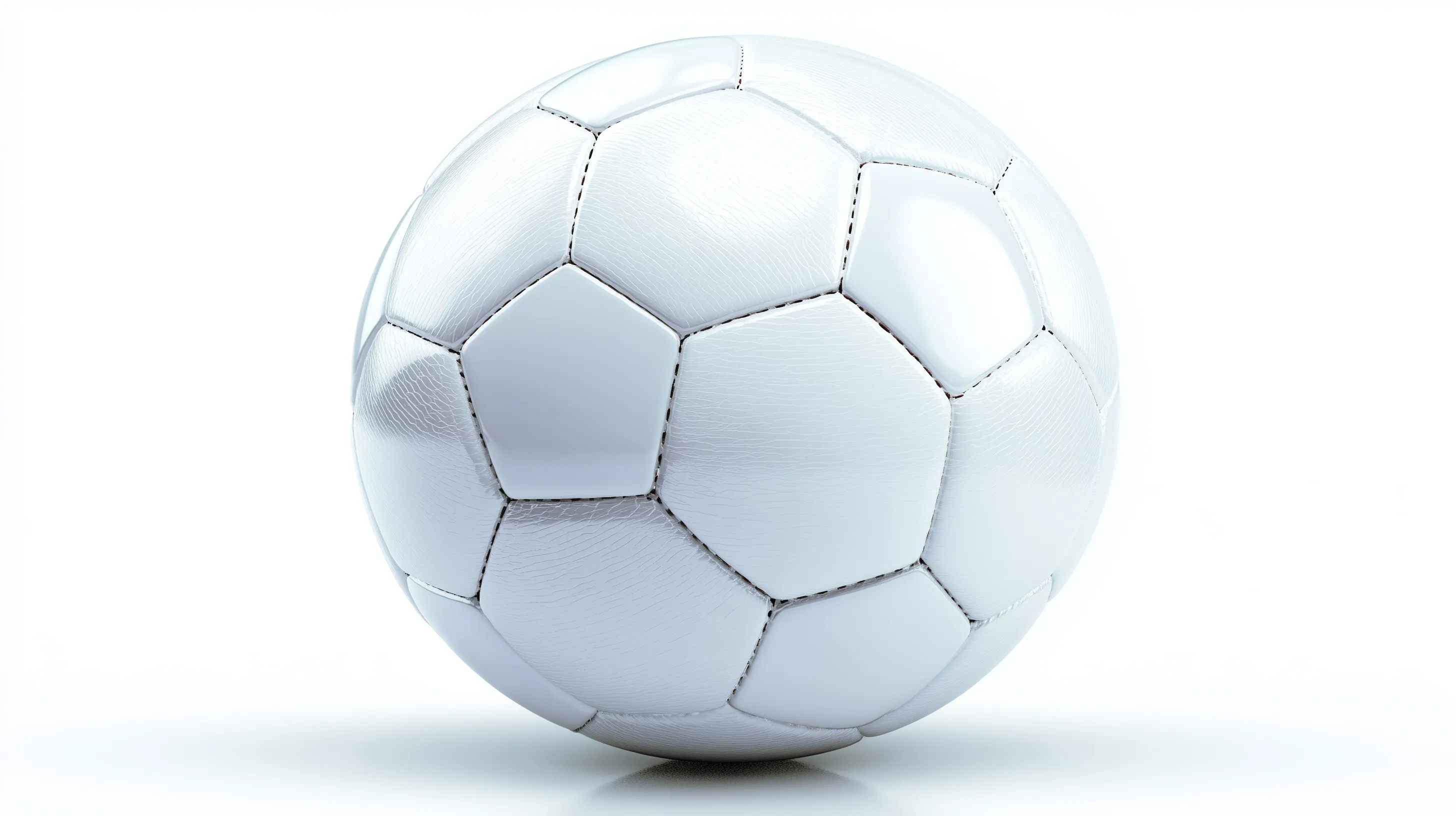A classic white soccer ball image with traditional panels isolated on a clean white background.
