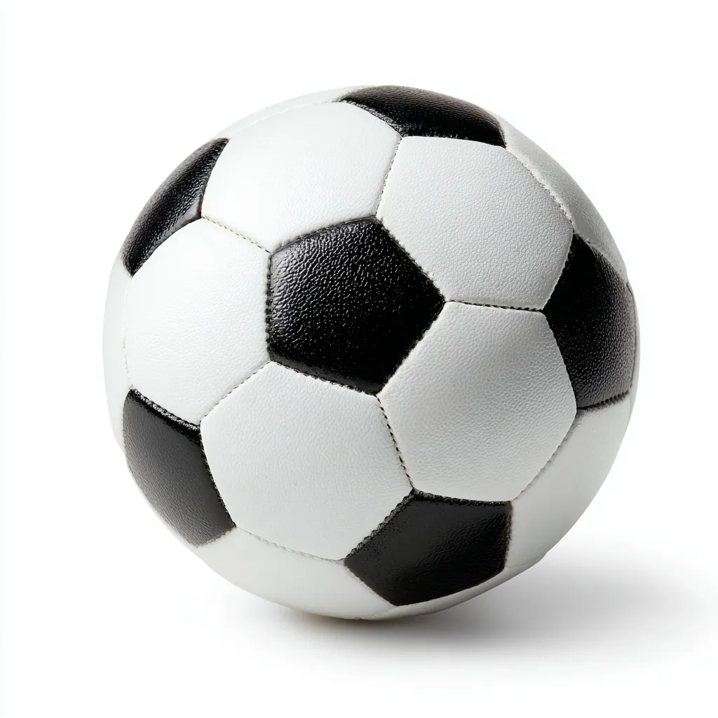 A classic black and white soccer ball isolated on a clean white background.