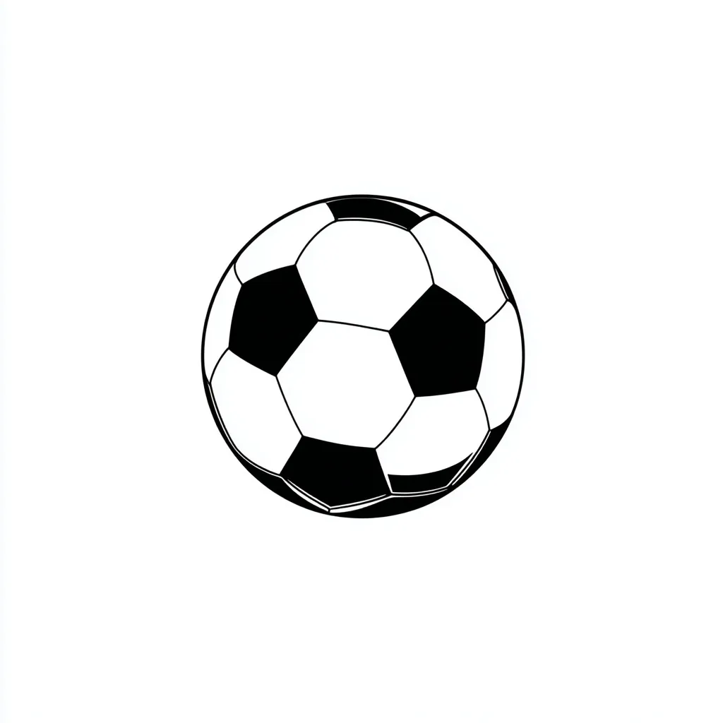 Minimalist vector soccer ball clipart, traditional black and white line art design on a clean background.