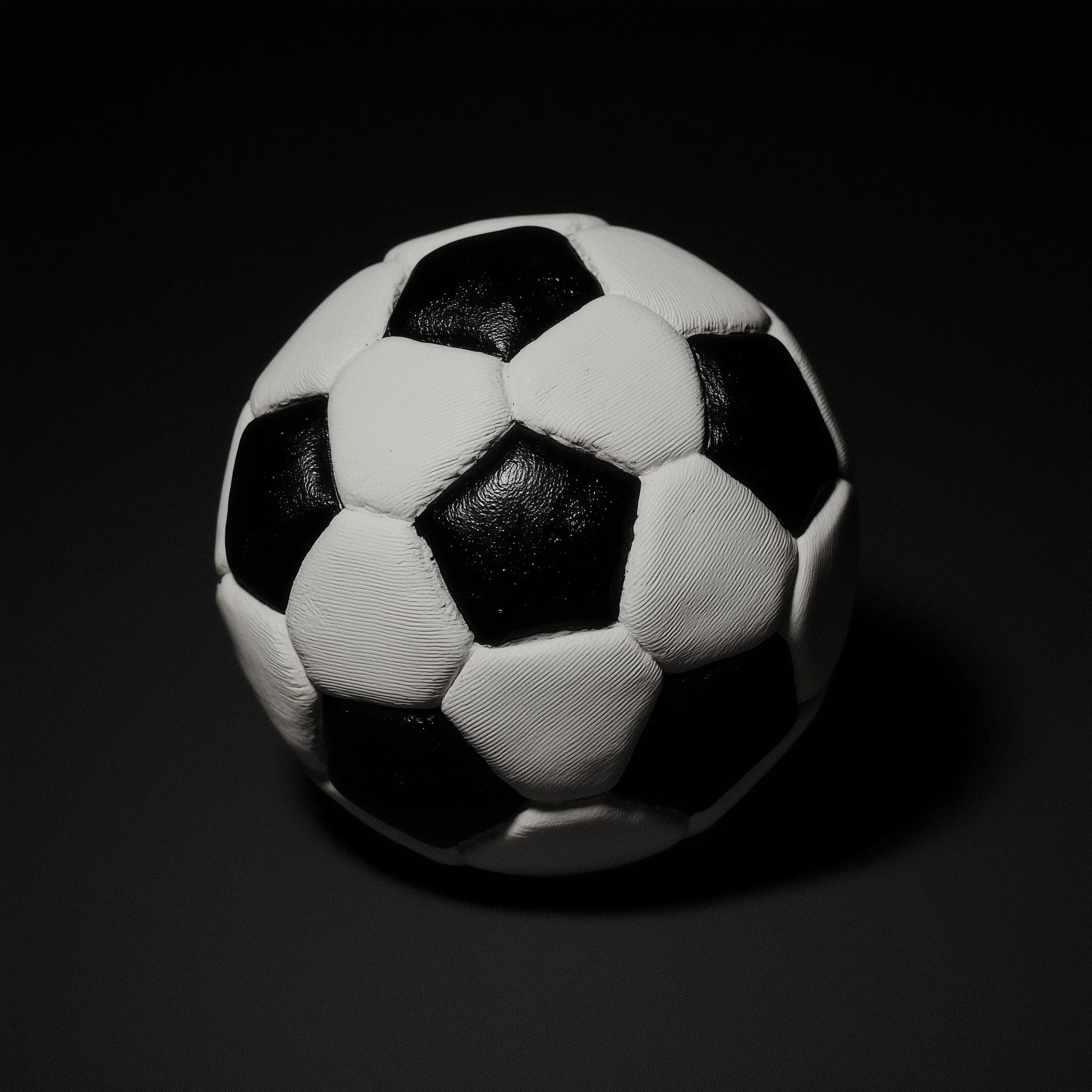 A classic black and white soccer ball isolated on a clean background with professional studio lighting.