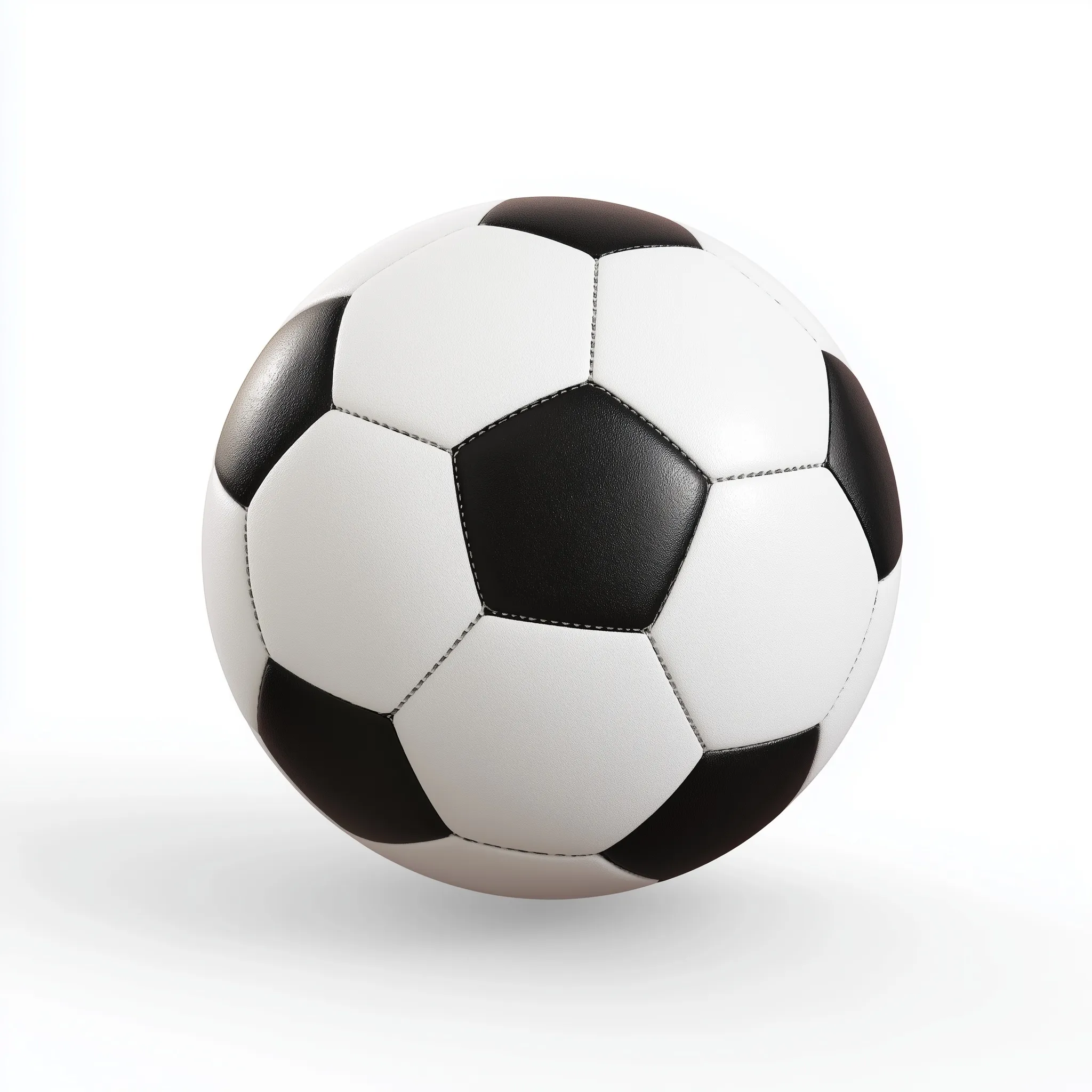A classic black and white soccer ball isolated on a clean white background.