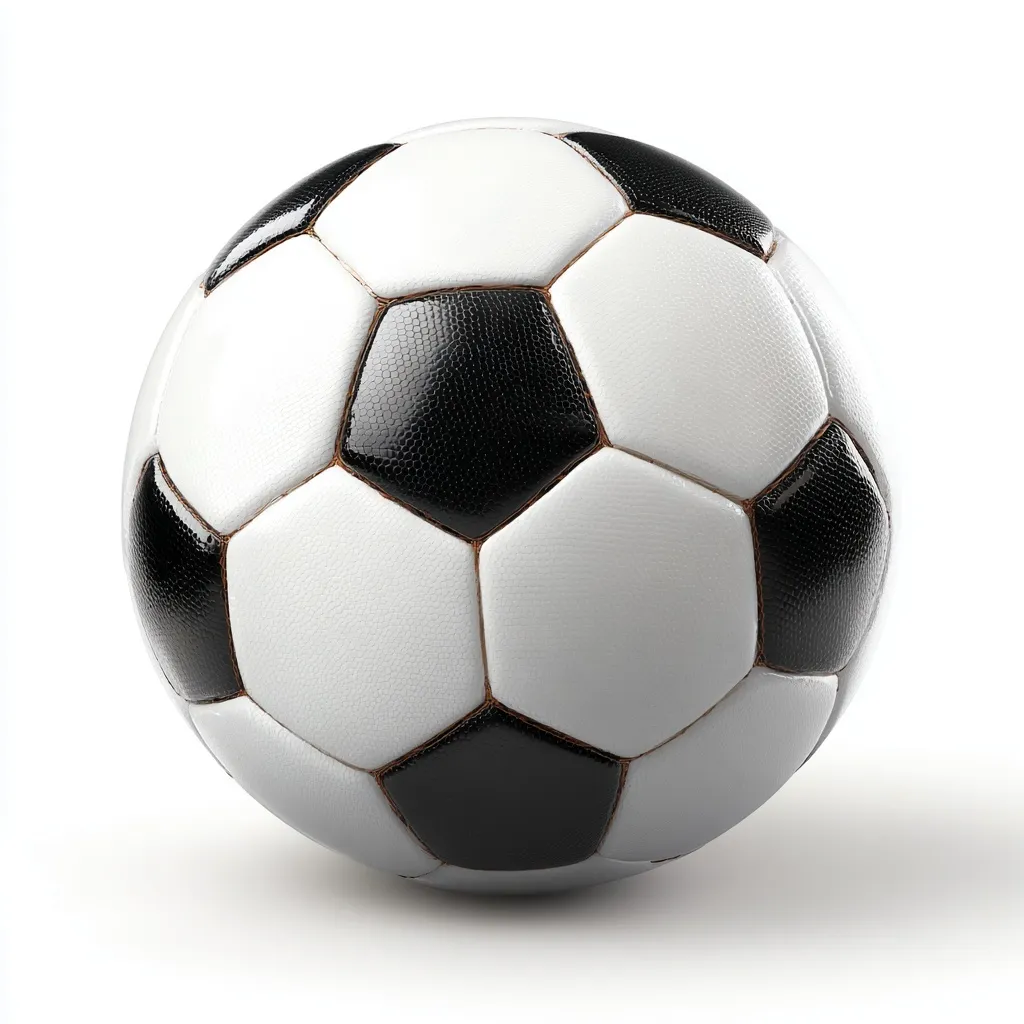 A classic black and white soccer ball isolated on a clean white background.