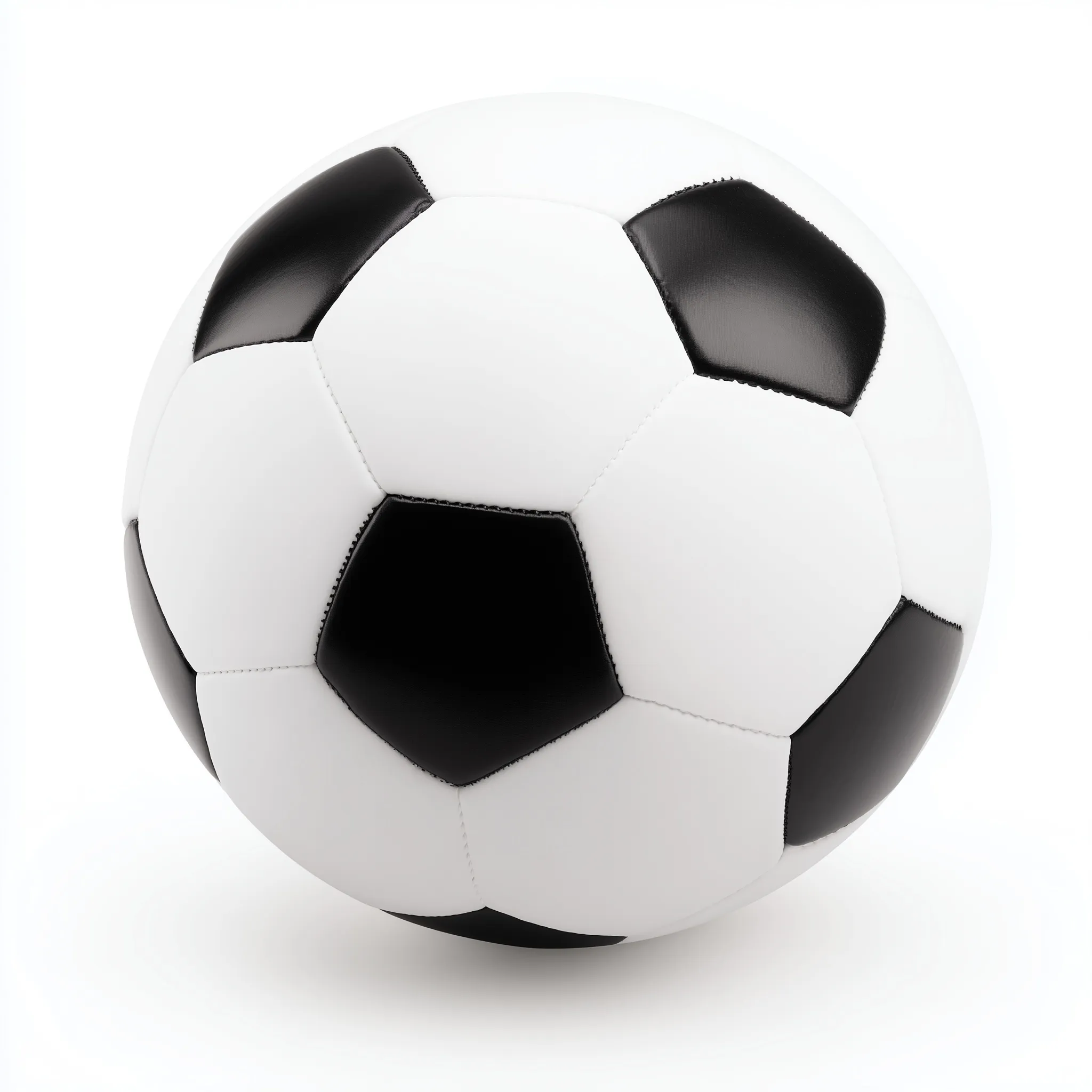 A classic black and white soccer ball isolated on a clean white background.
