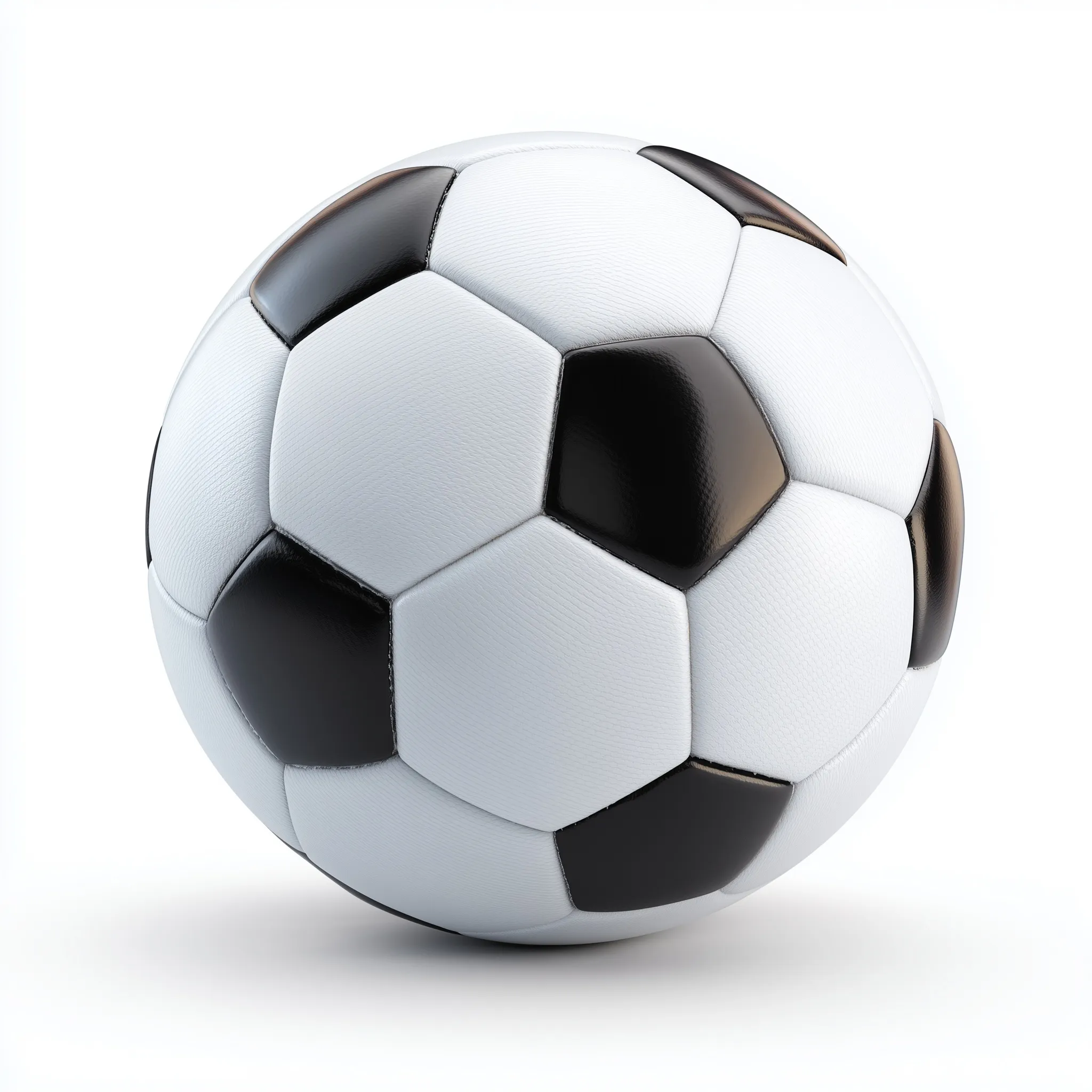 A classic black and white soccer ball isolated on a clean white background.