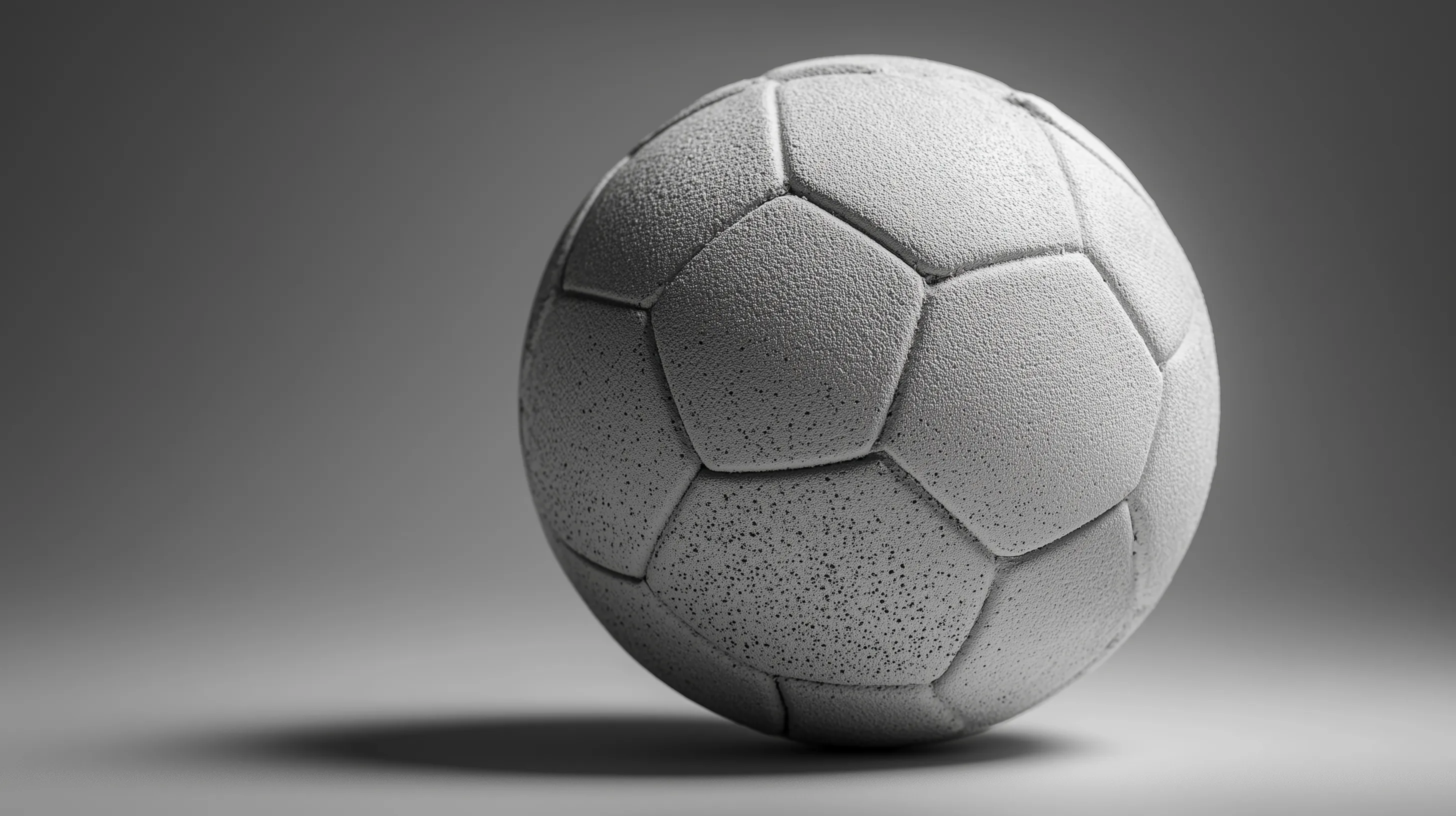 A classic white handball ball isolated against a soft, neutral gray studio background.