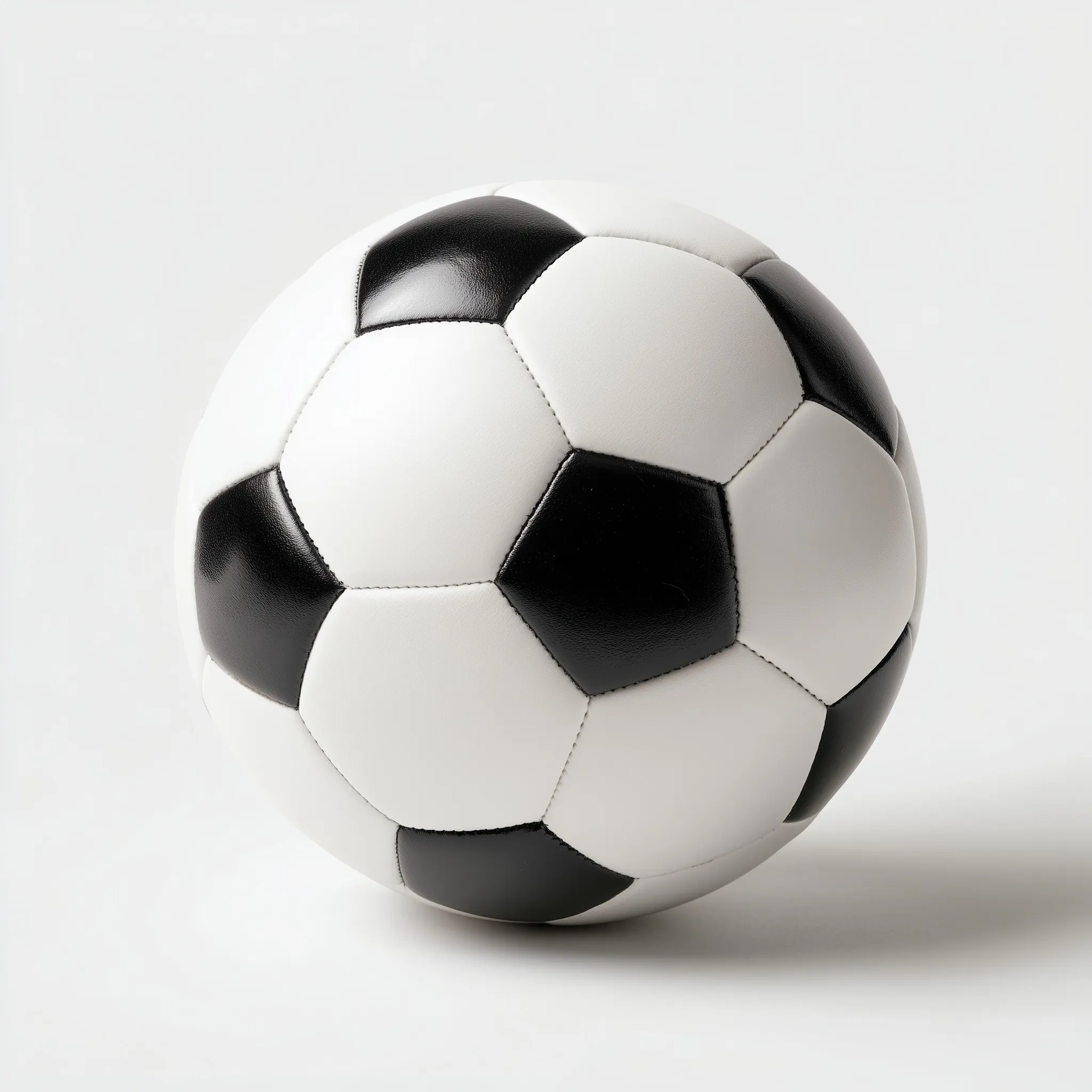 Classic soccer ball isolated on a pure white background with soft studio lighting and shadows.