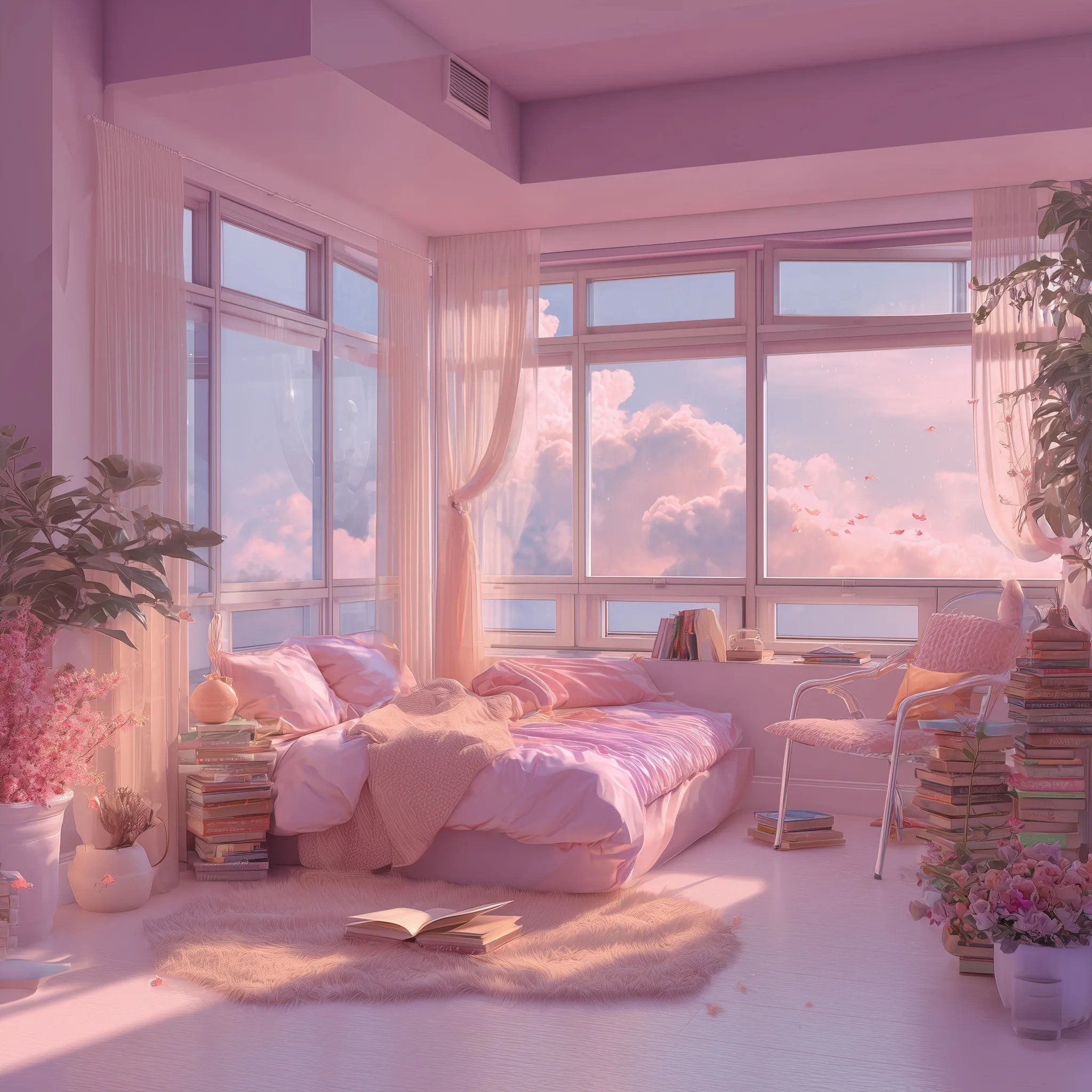 A cozy soft girl aesthetic pink bedroom makeover with a calm, dreamy atmosphere and no people.