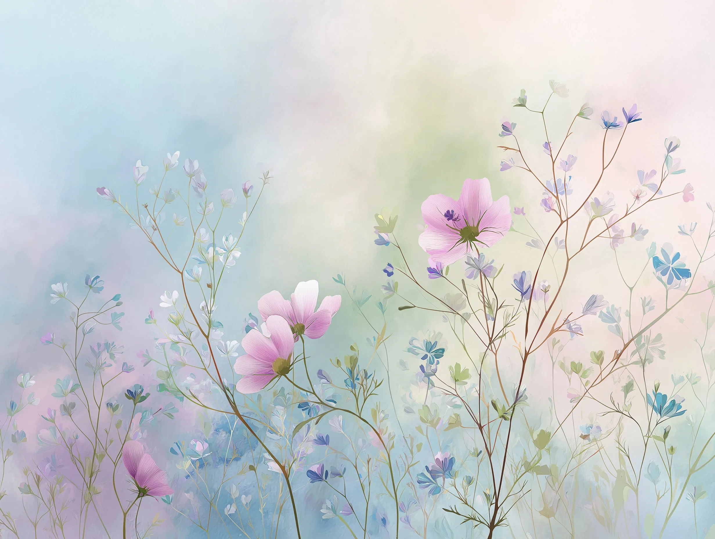 Soft Pastel Spring Floral Wallpaper 30