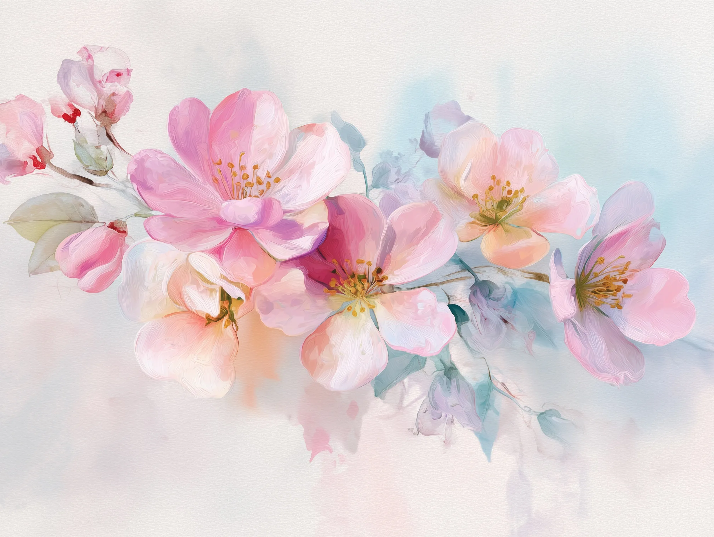 Soft Pastel Spring Floral Wallpaper 47