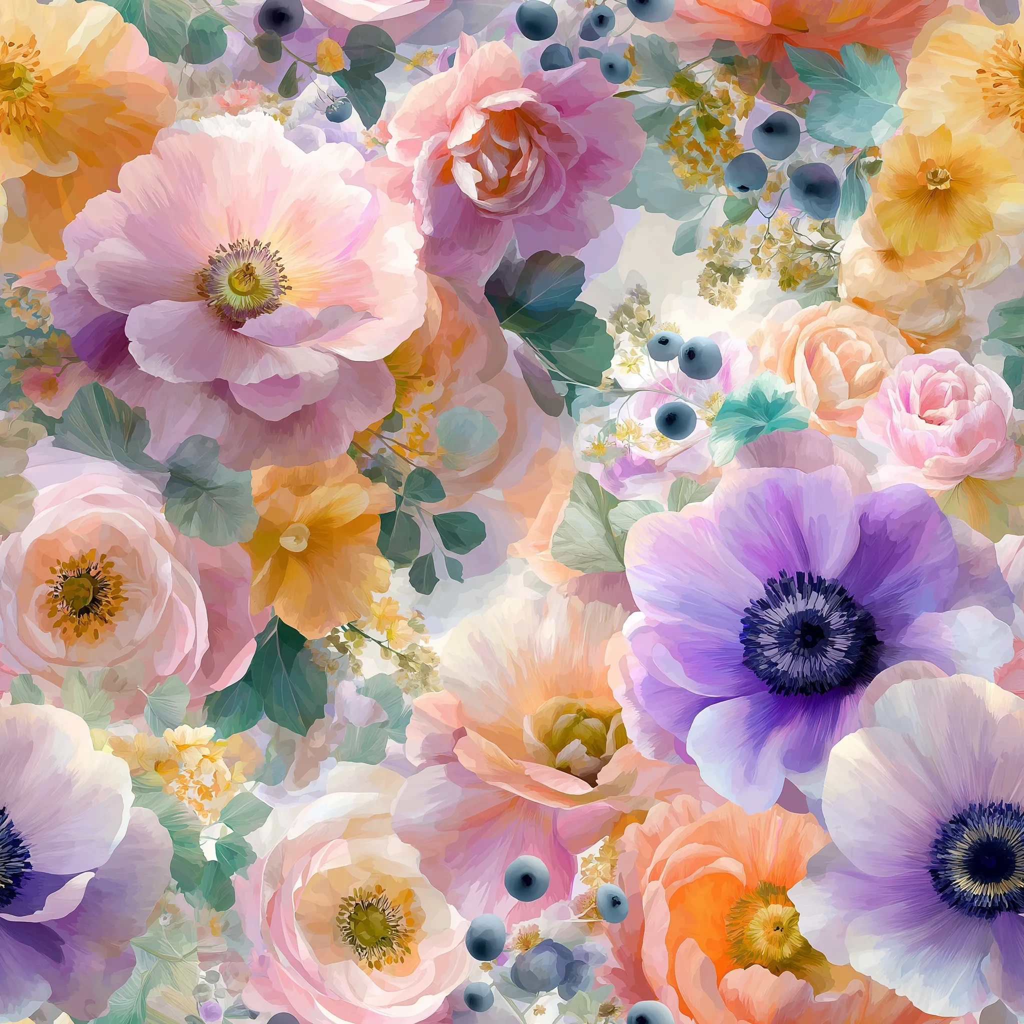Soft Pastel Spring Floral Wallpaper 55