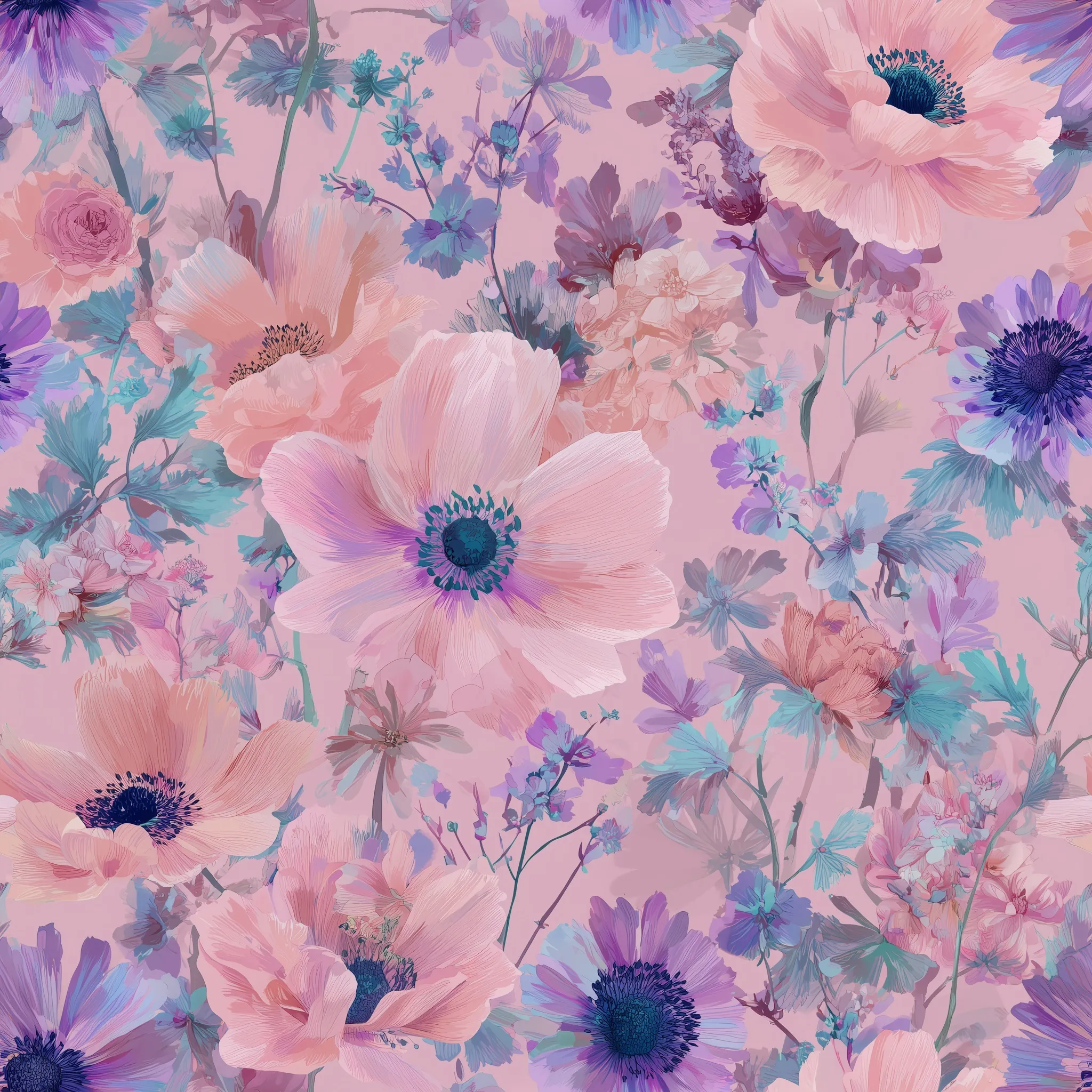 Soft Pastel Spring Floral Wallpaper 58
