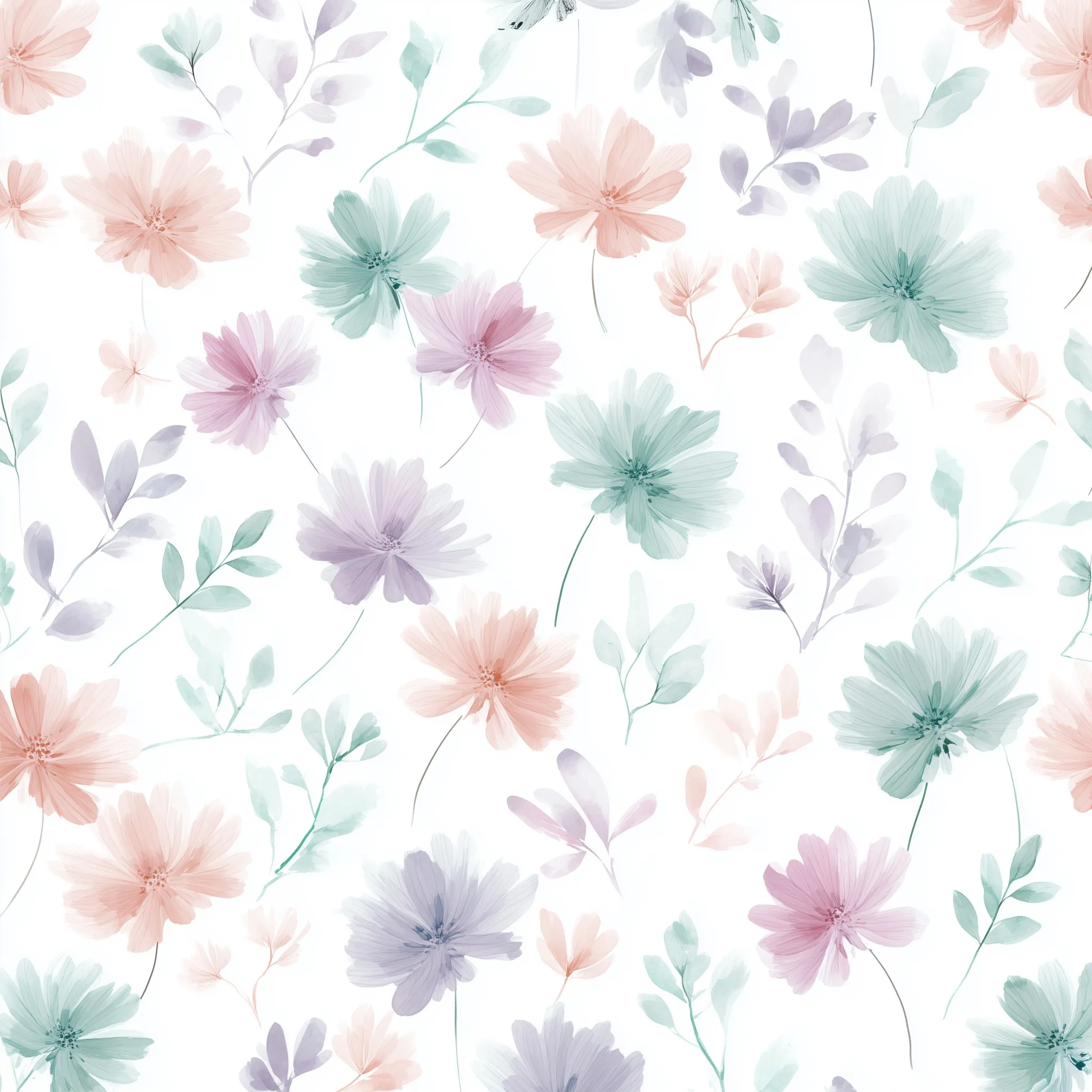 Soft Pastel Spring Floral Wallpaper 61