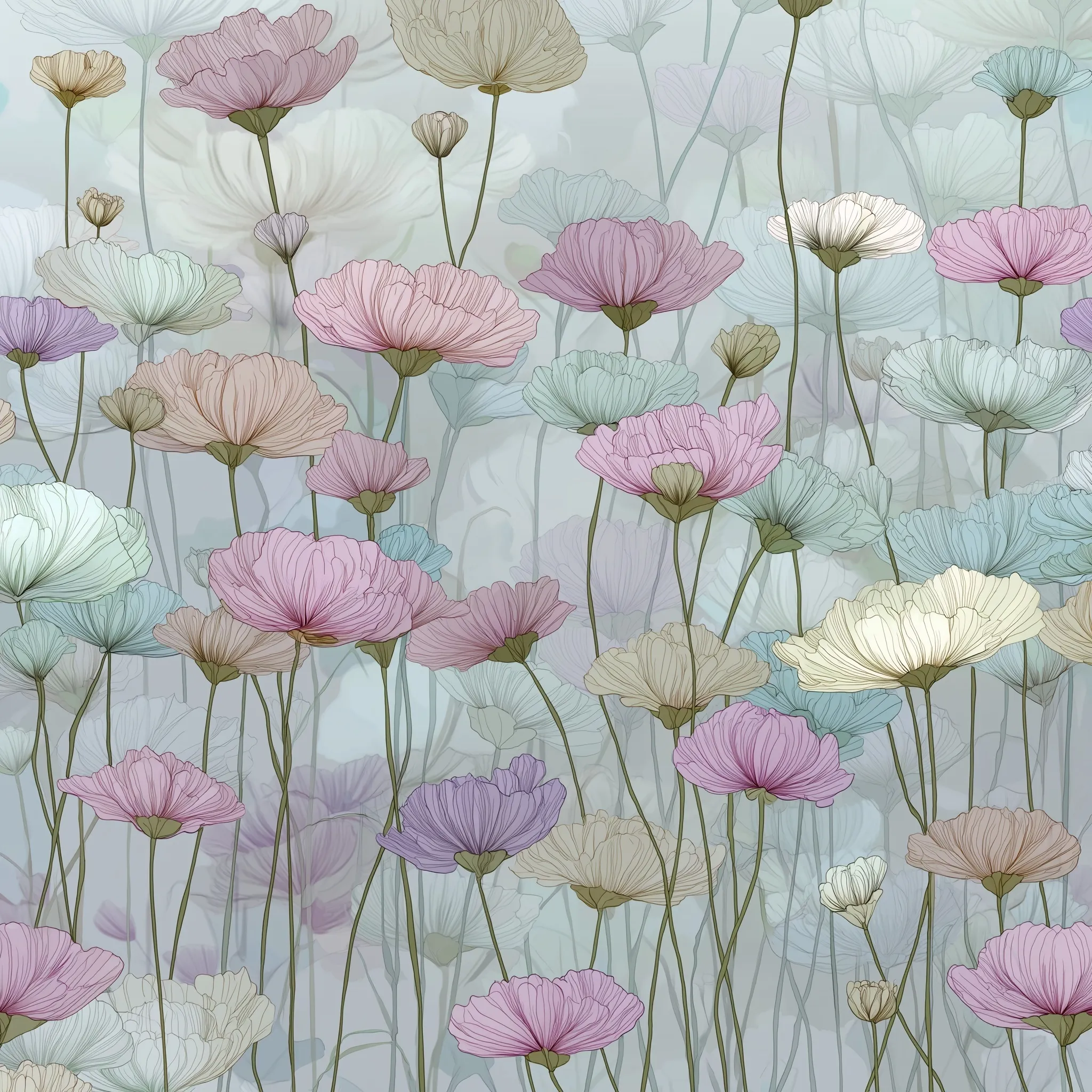 Soft Pastel Spring Floral Wallpaper 63