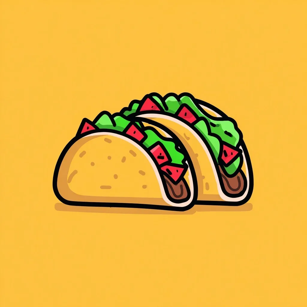 A simple 2D taco icon illustration with flat design style, isolated on a white background.