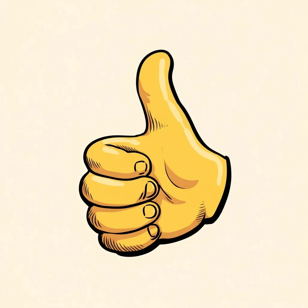 A simple black outline vector illustration of a thumbs up hand gesture isolated on a white background.