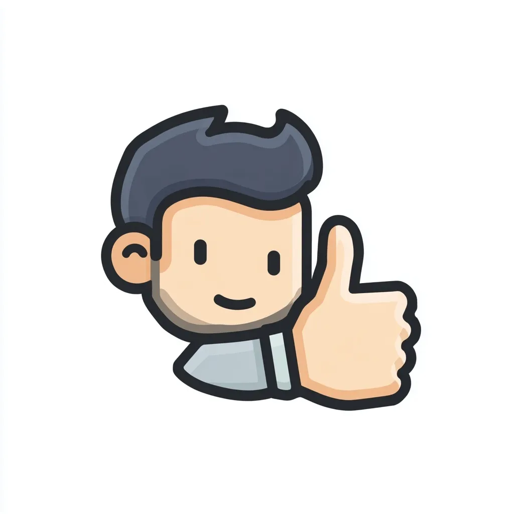 A pastel colored flat icon of a hand giving a thumbs up gesture isolated on a white background.