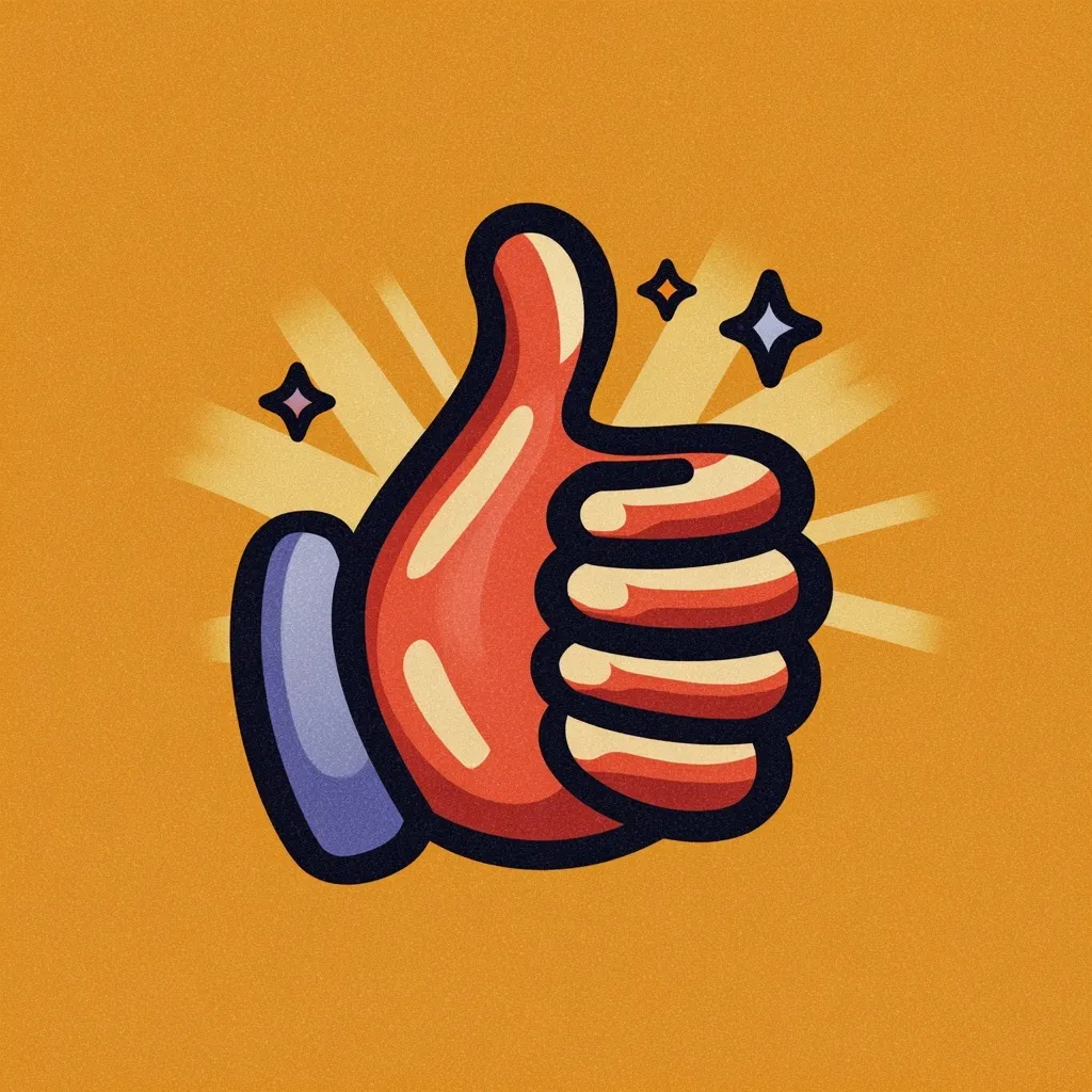 Trendy organic thumb up hand icon in an artsy, minimalist style for modern web and mobile UI design.