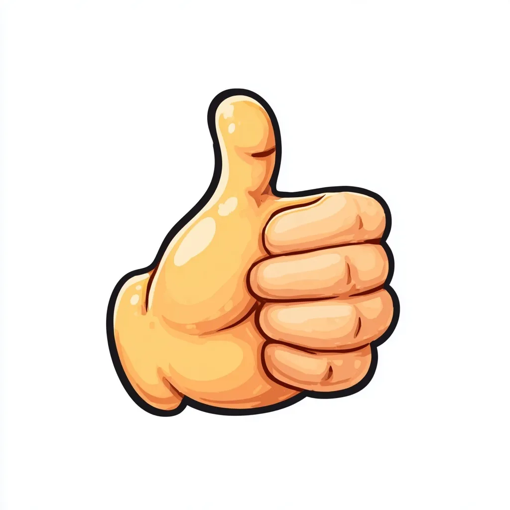 A 3D-style cartoon hand gesture showing a thumbs up sign isolated on a clean white background.