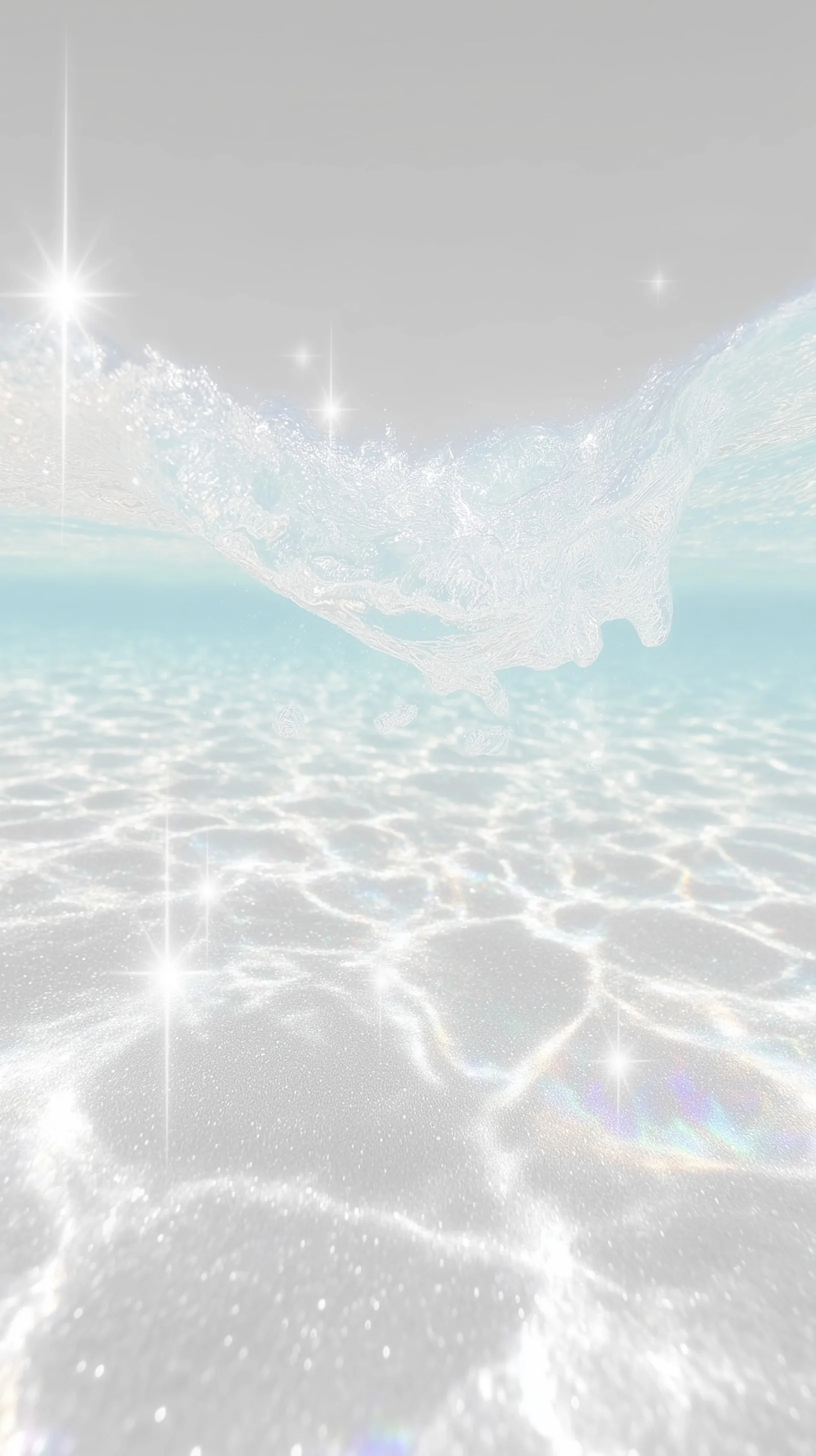 Minimalist ocean wave wallpaper with crystal glass texture, sharp light and shadows, and clear beach aesthetics.