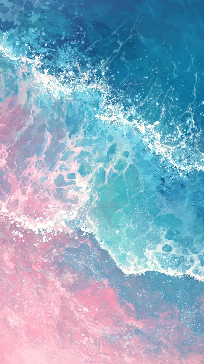 HD abstract ocean splash mobile wallpaper with vibrant blue, green, and pink textures for iPhone.