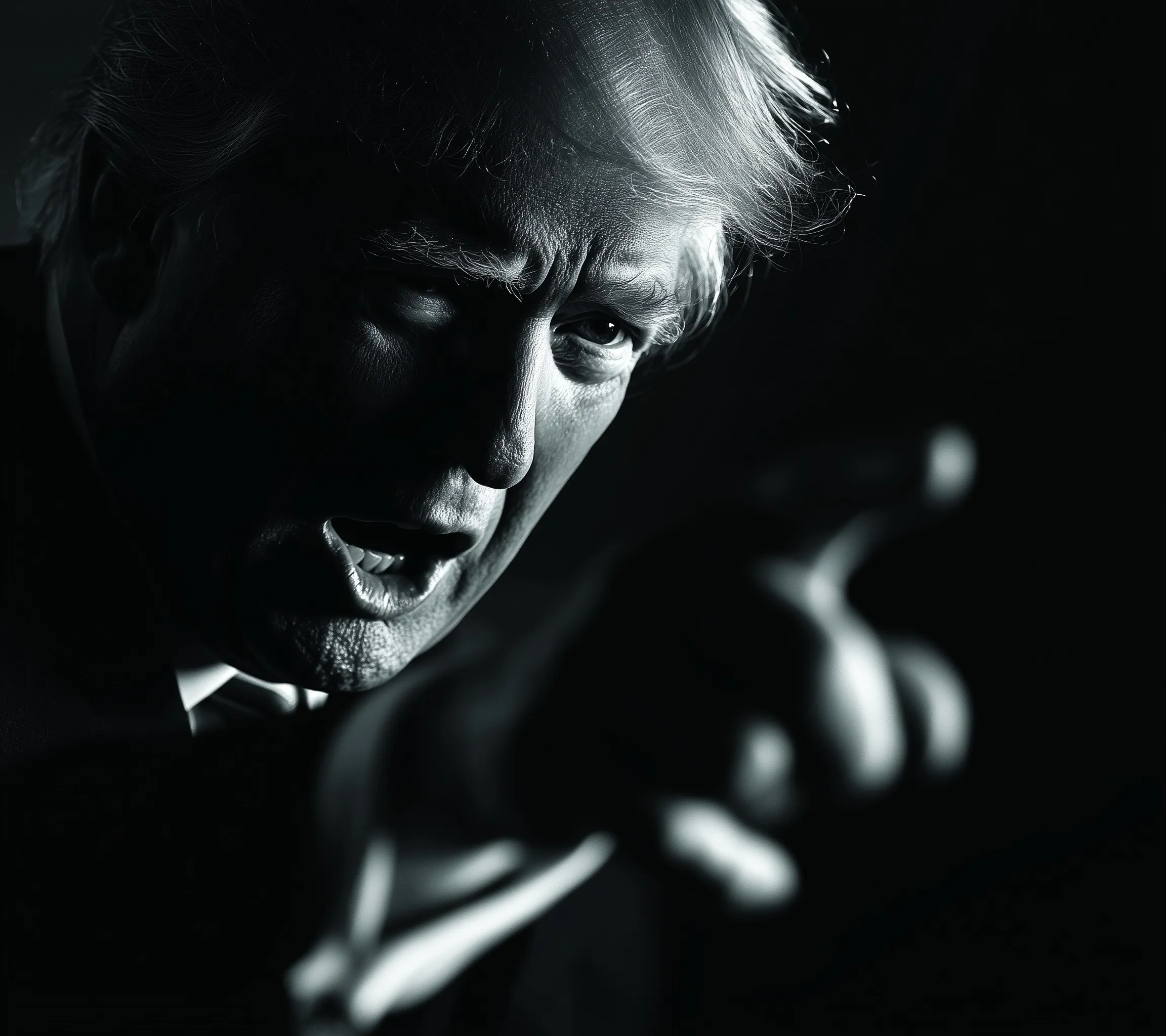 AI-generated digital portrait of Donald Trump featuring realistic lighting and professional composition.