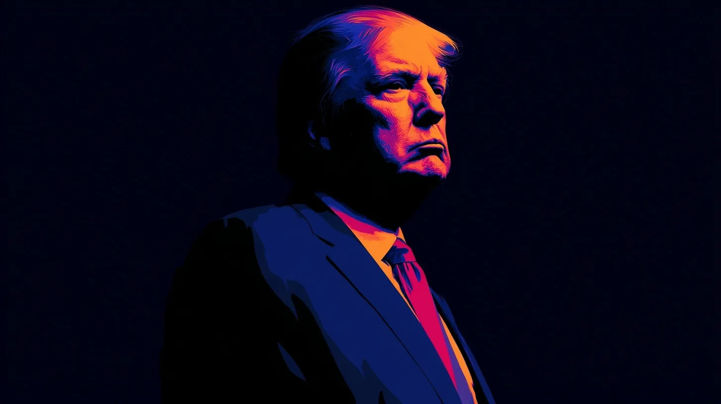 AI-generated caricature of Donald Trump as Pinocchio with dramatic cinematic lighting and vibrant bold colors.