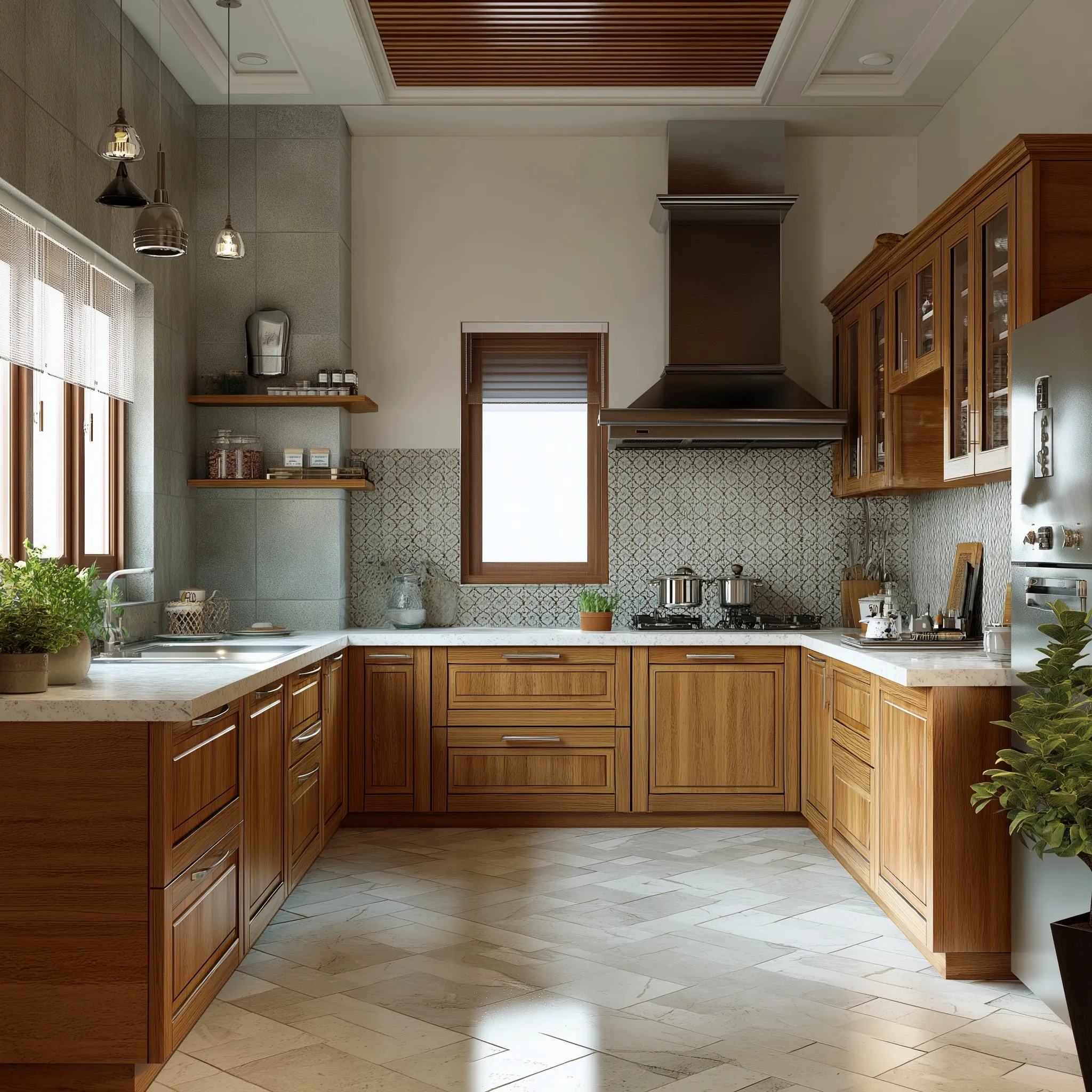 U Shaped Kitchen Design 13