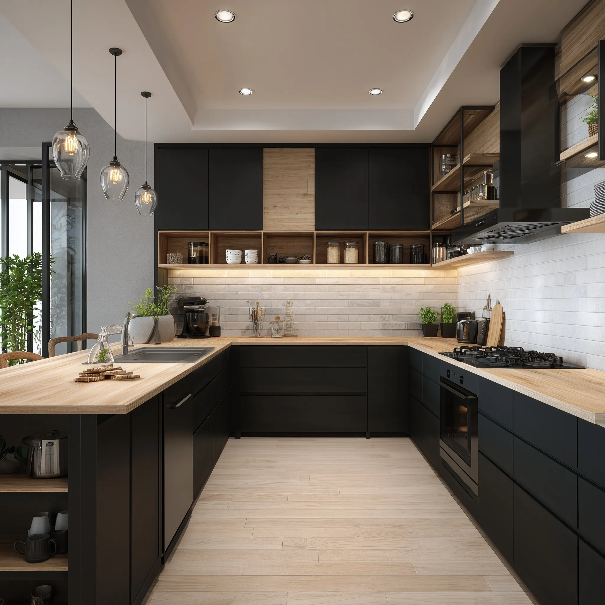 U Shaped Kitchen Design 19