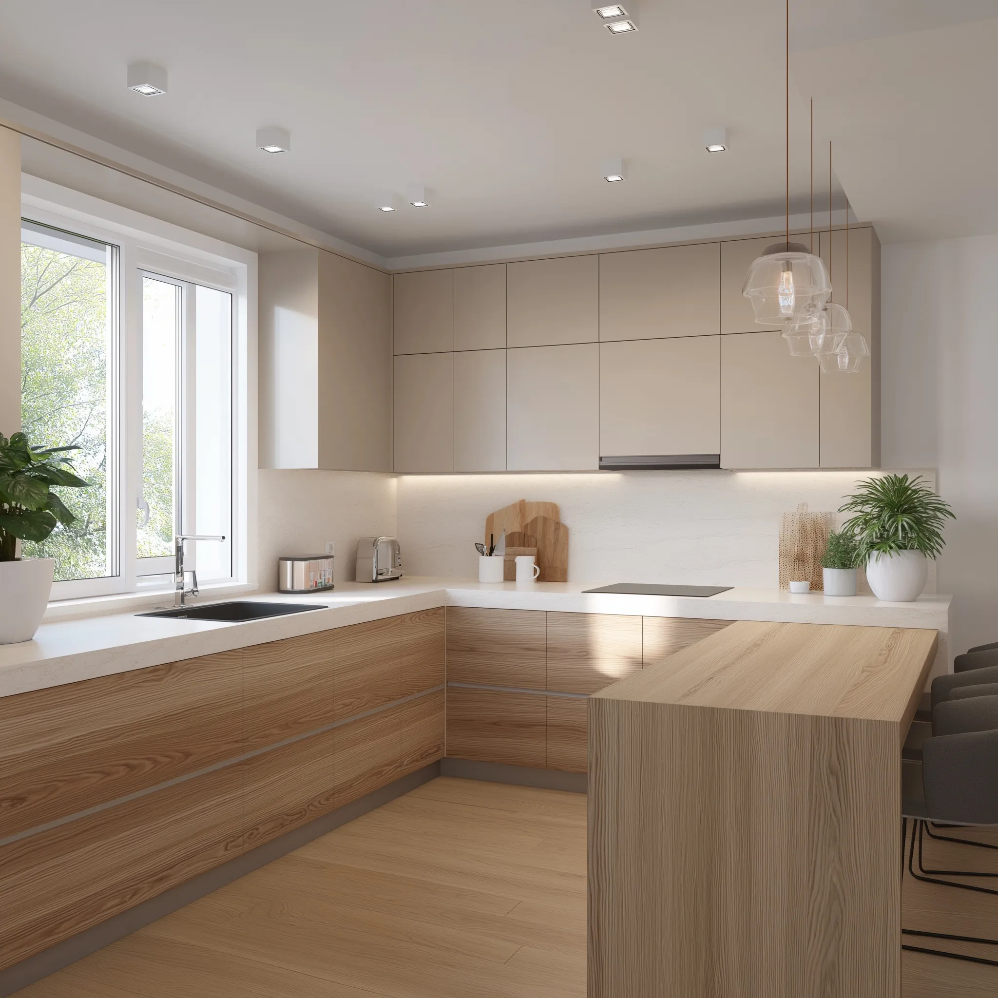 U Shaped Kitchen Design 41