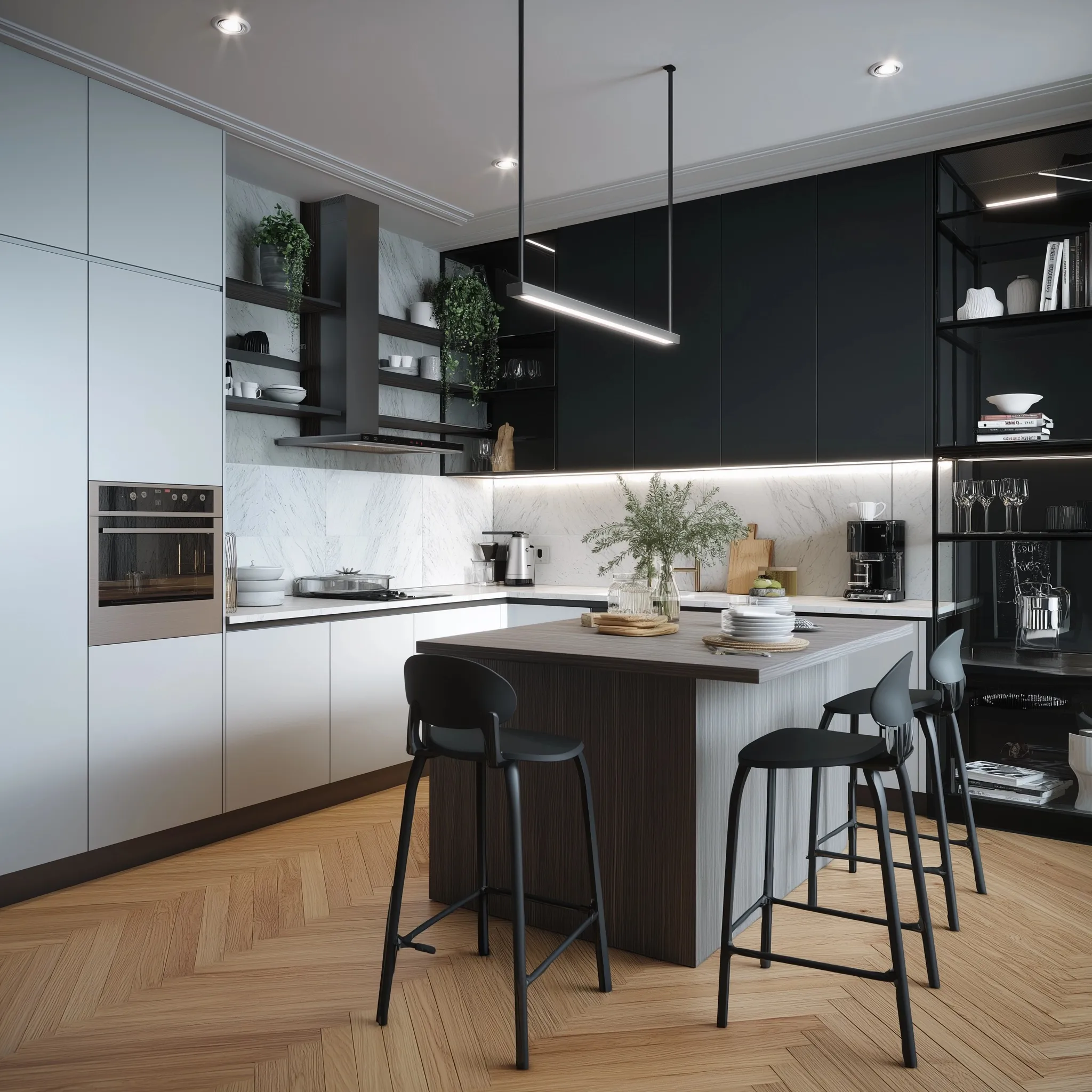 U Shaped Kitchen Design 50