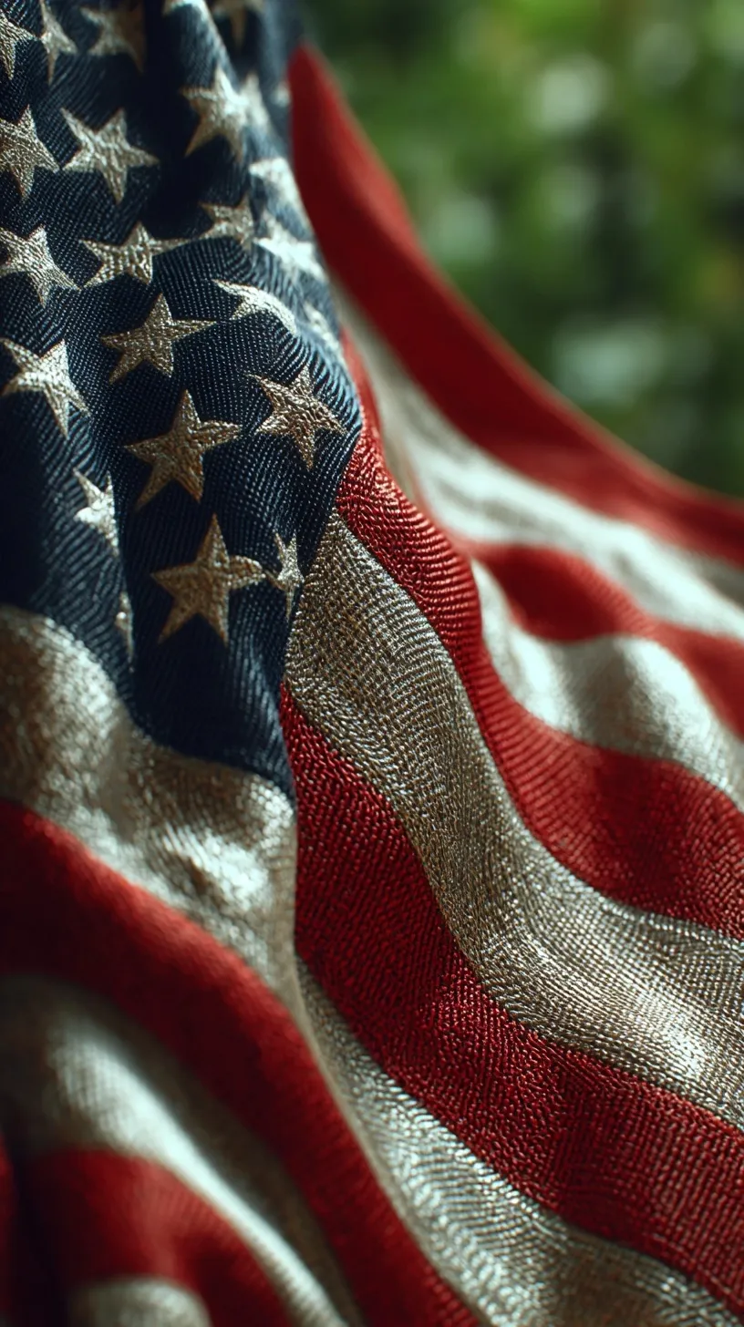 A photorealistic close-up of a high-quality American flag waving in the breeze, highlighting fabric texture.