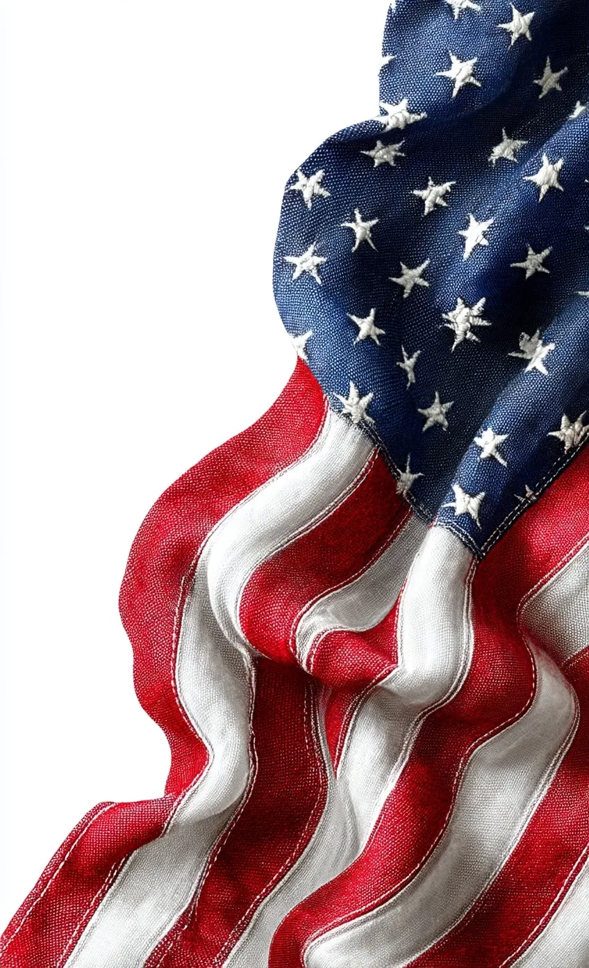 A high-definition, close-up illustration of the USA flag isolated on a clean white background.