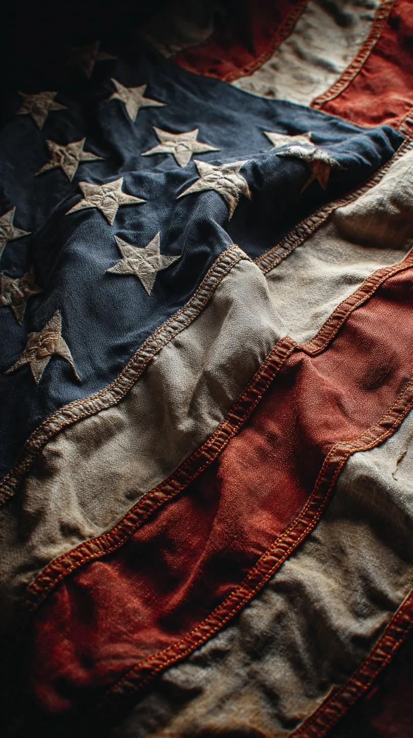 Close-up HD American flag with a subtle blended patch texture, perfect for high-quality mobile backgrounds.