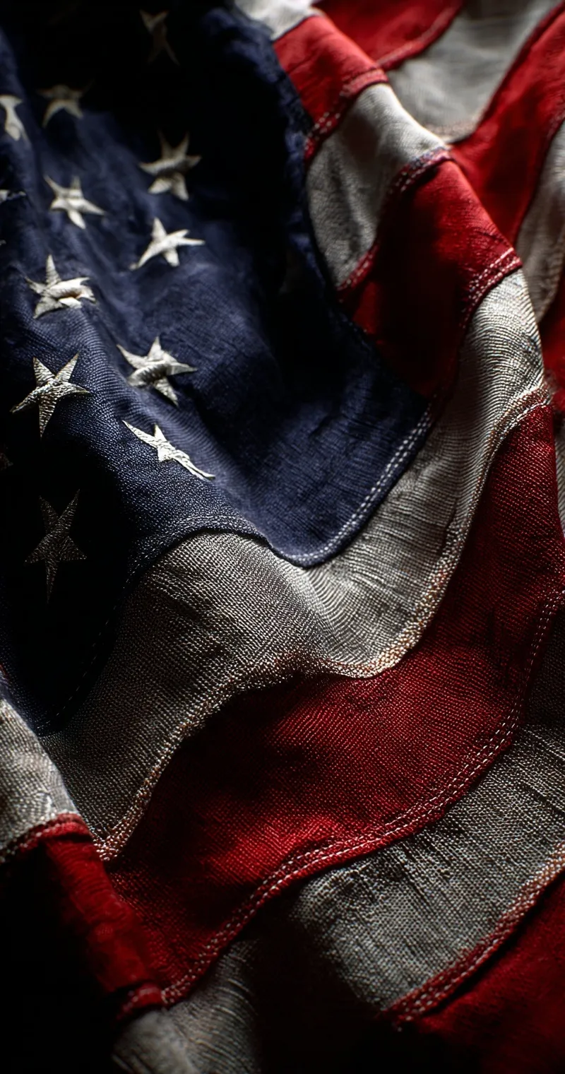 A detailed close-up shot of an American flag waving with high-definition texture and vibrant colors.