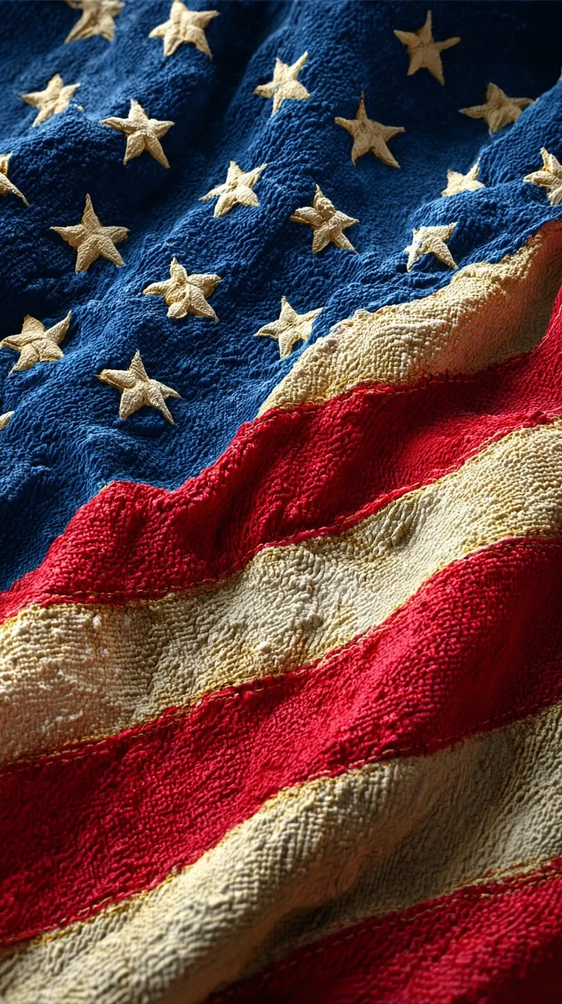 A detailed close-up of a high-definition American flag with vibrant colors and sharp fabric texture.