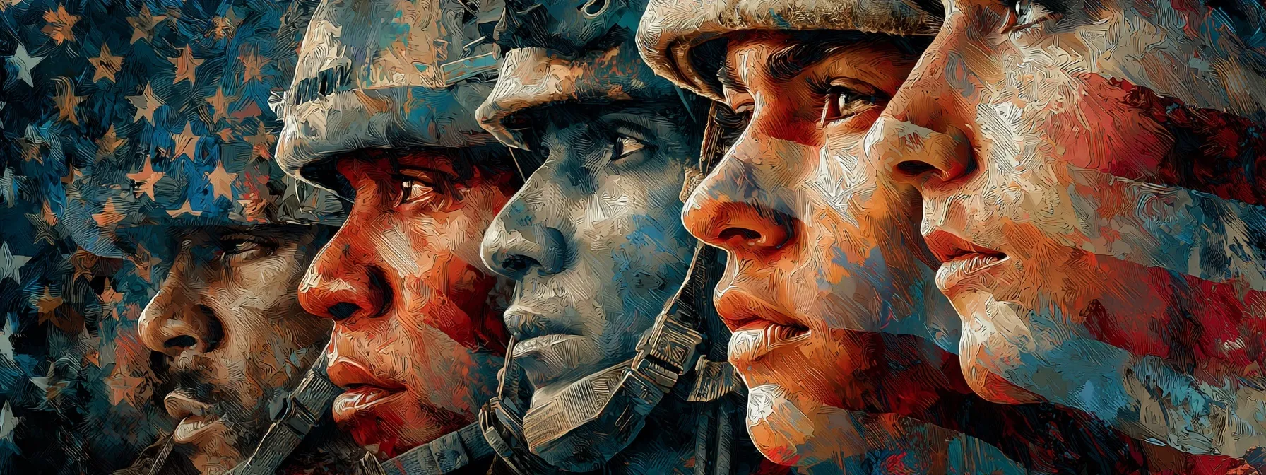 Patriotic tribute to American military veterans featuring a colorful and respectful USA flag design.