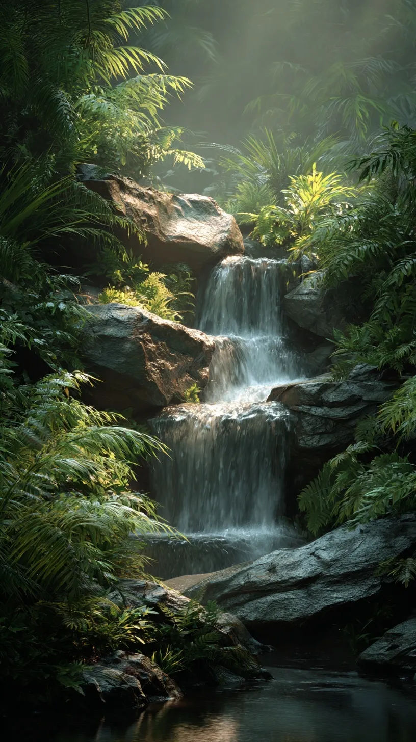 Breathtaking 8K waterfall mobile wallpaper for iPhone 17 Pro Max with vibrant HDR and cinematic nature scenery.