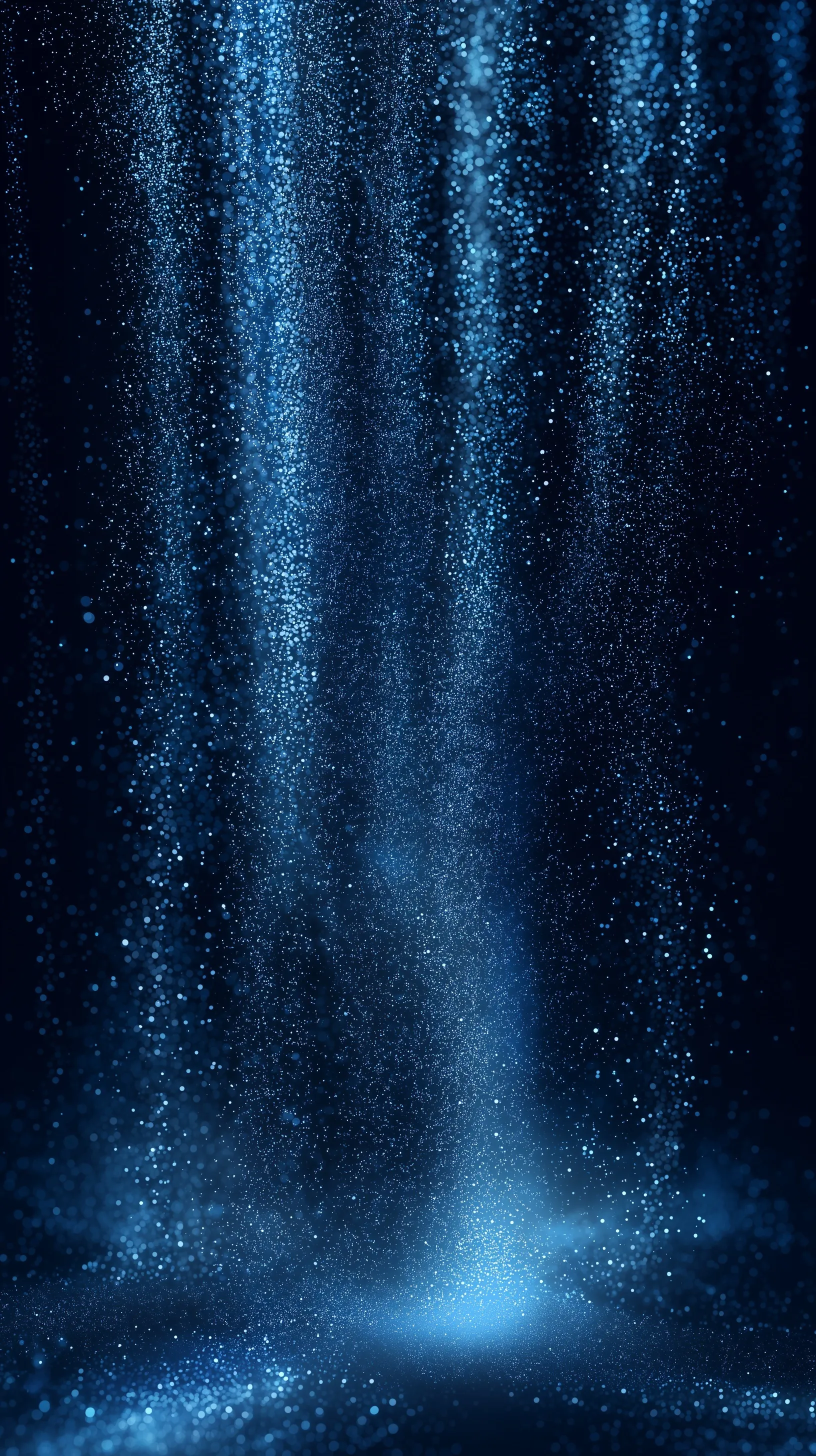 Abstract digital waterfall mobile wallpaper featuring glowing blue liquid light particles and futuristic data streams.