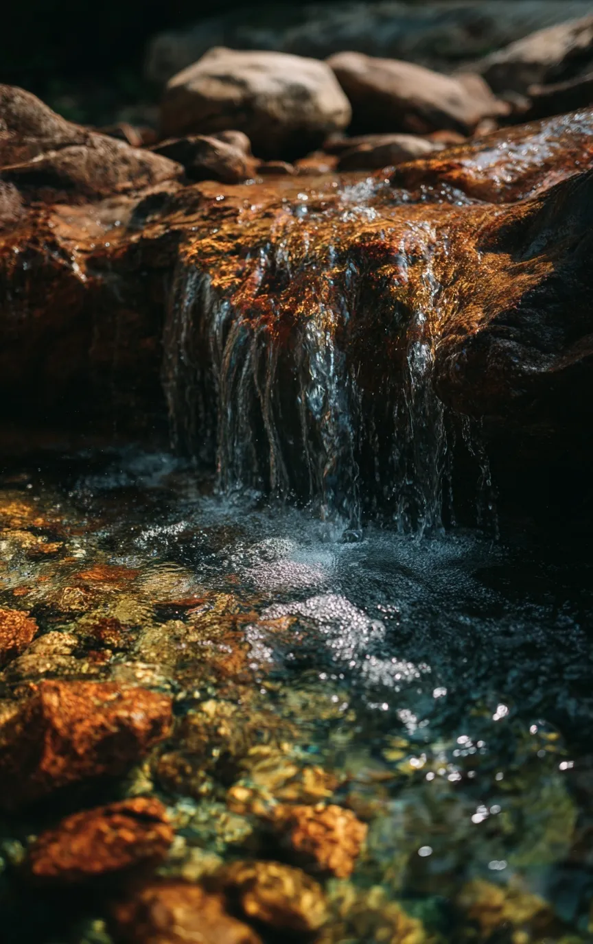 A serene waterfall flowing over a reef in Myanmar, captured with professional natural lighting for mobile wallpaper.